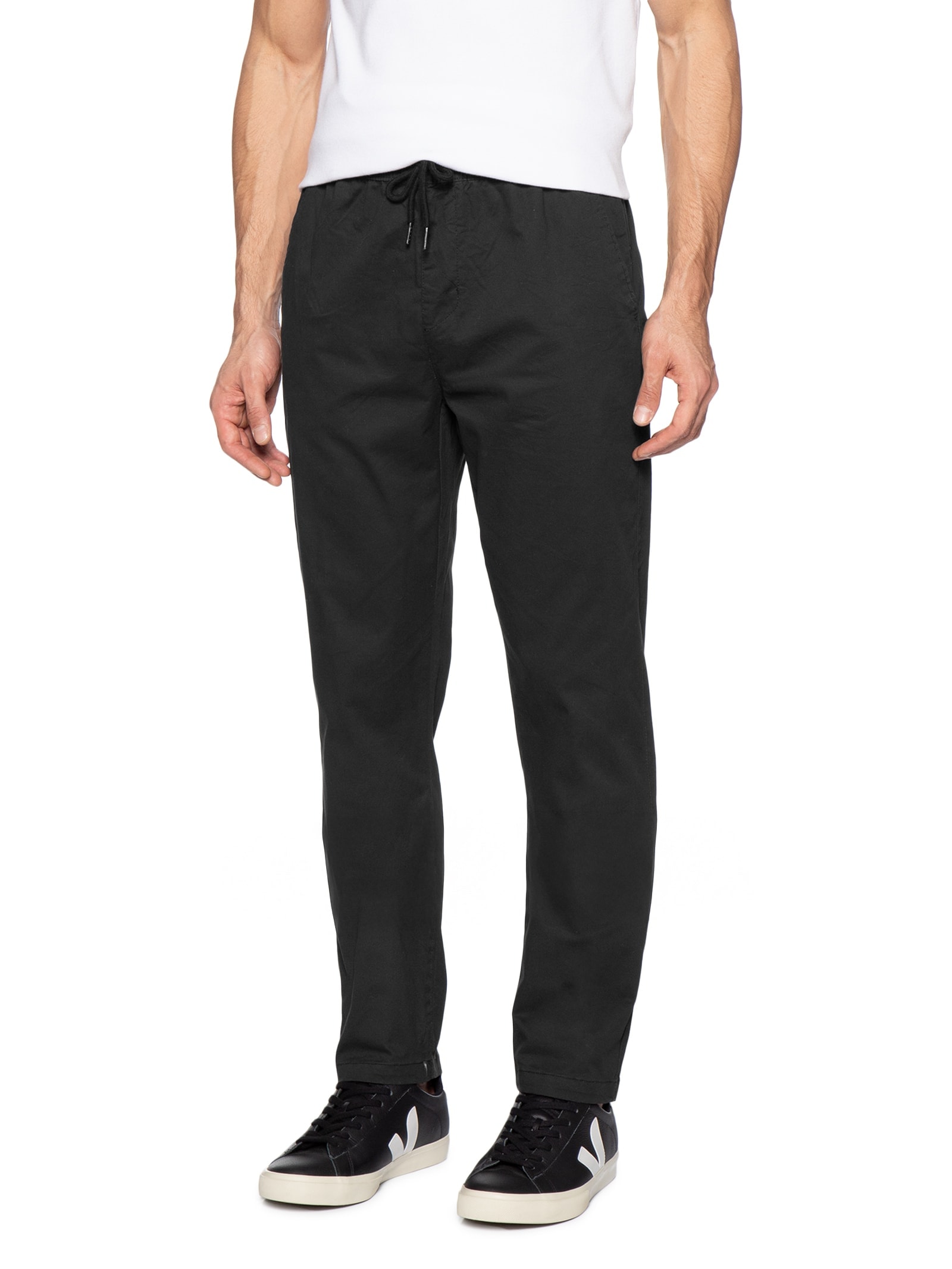 Calça Masculina Slim Sarja Com Elástico Preto Basiq Men
