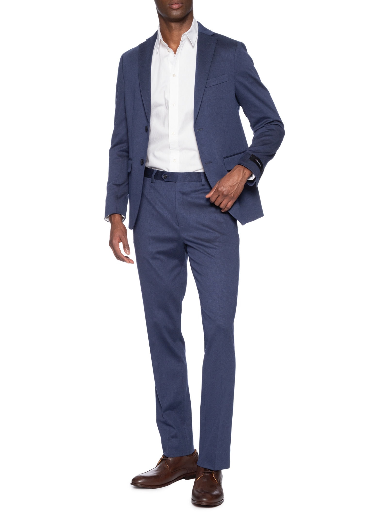Calça Masculina Social Alfaiataria Malha Super Slim Fit Azul Aramis