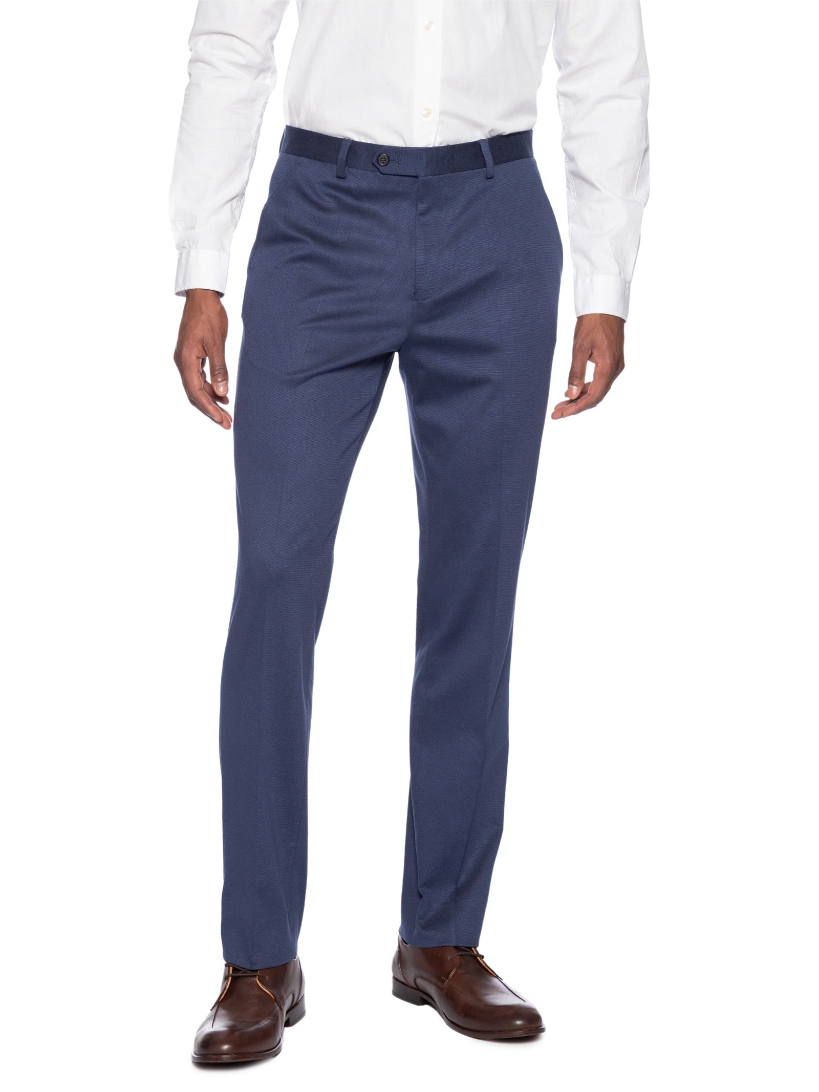 Calça Masculina Social Alfaiataria Malha Super Slim Fit Azul Aramis
