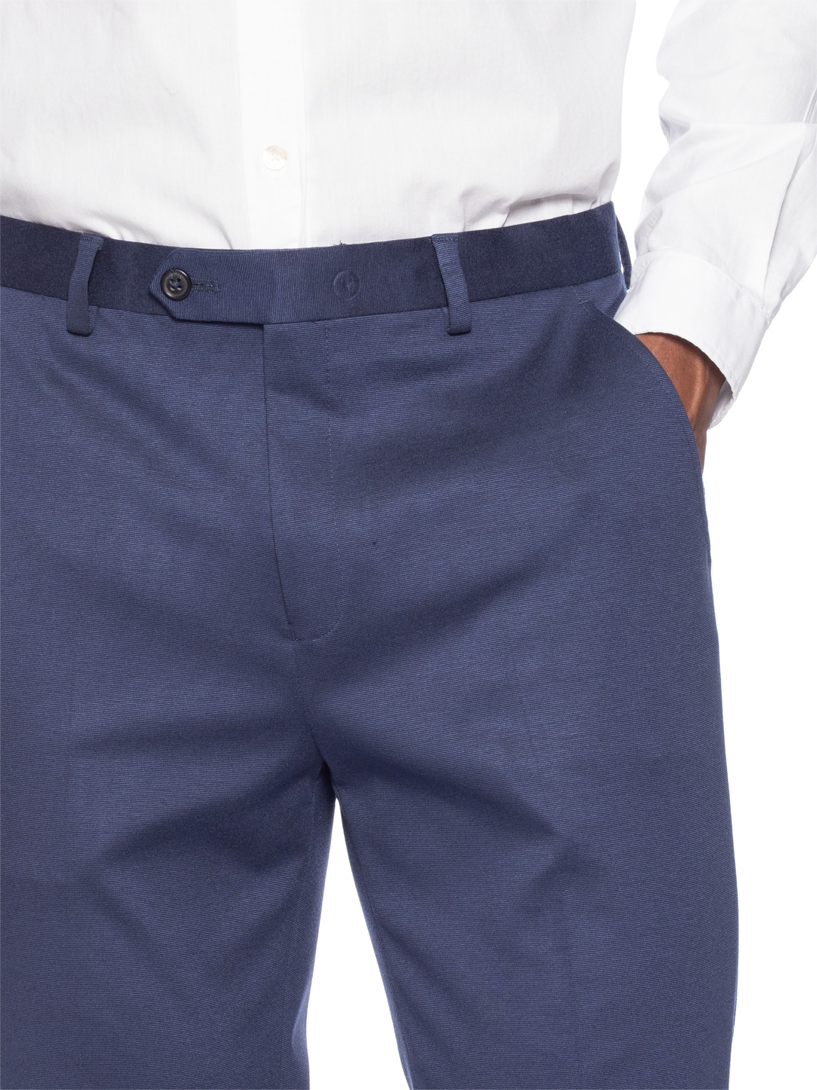 Calça Masculina Social Alfaiataria Malha Super Slim Fit Azul Aramis