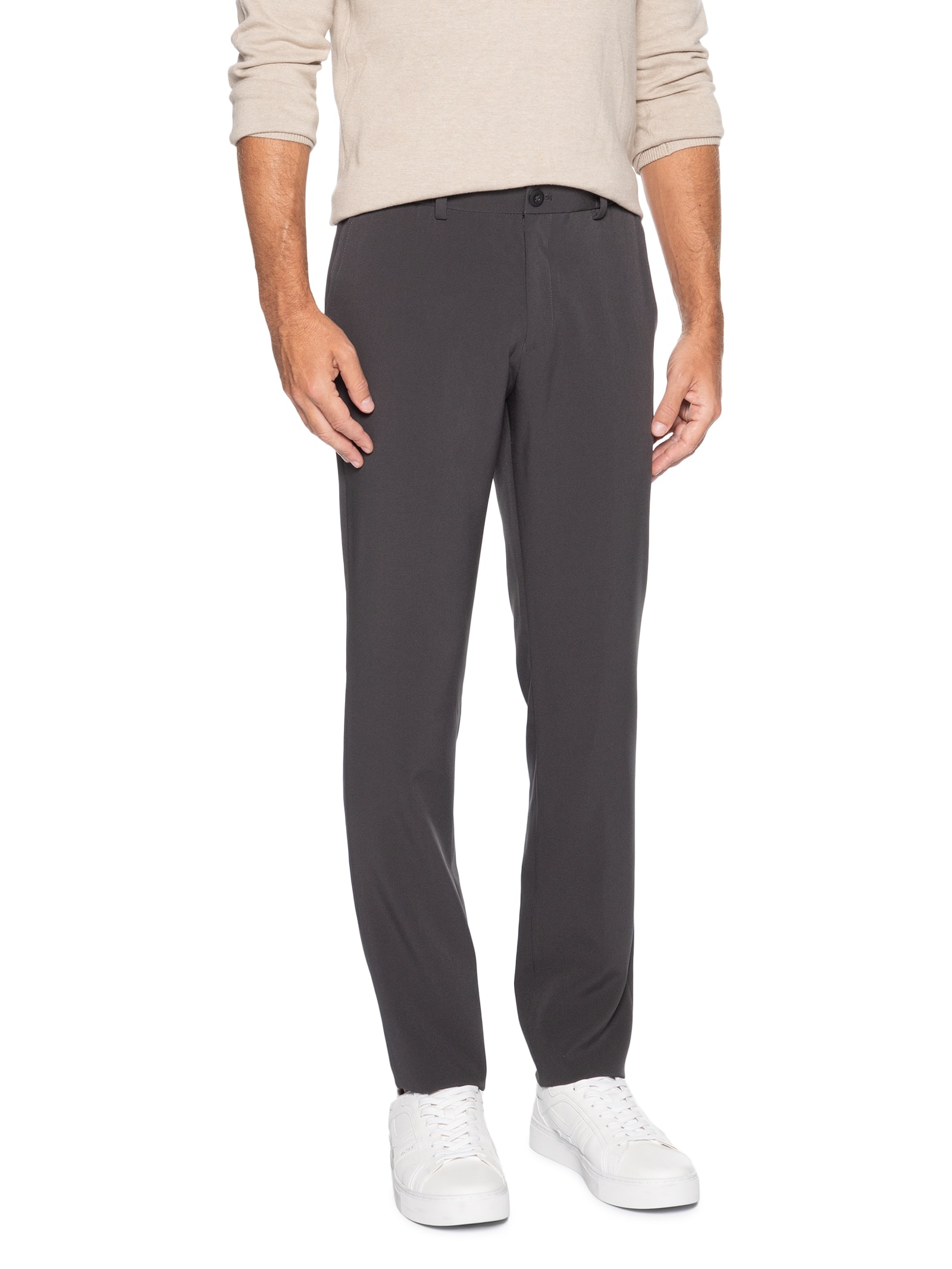 Calça Masculina Stretch Social Reta – Cinza '2 Essential