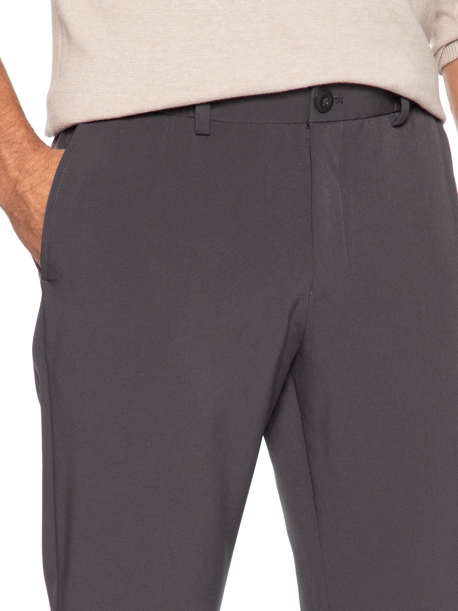 Calça Masculina Stretch Social Reta – Cinza '2 Essential
