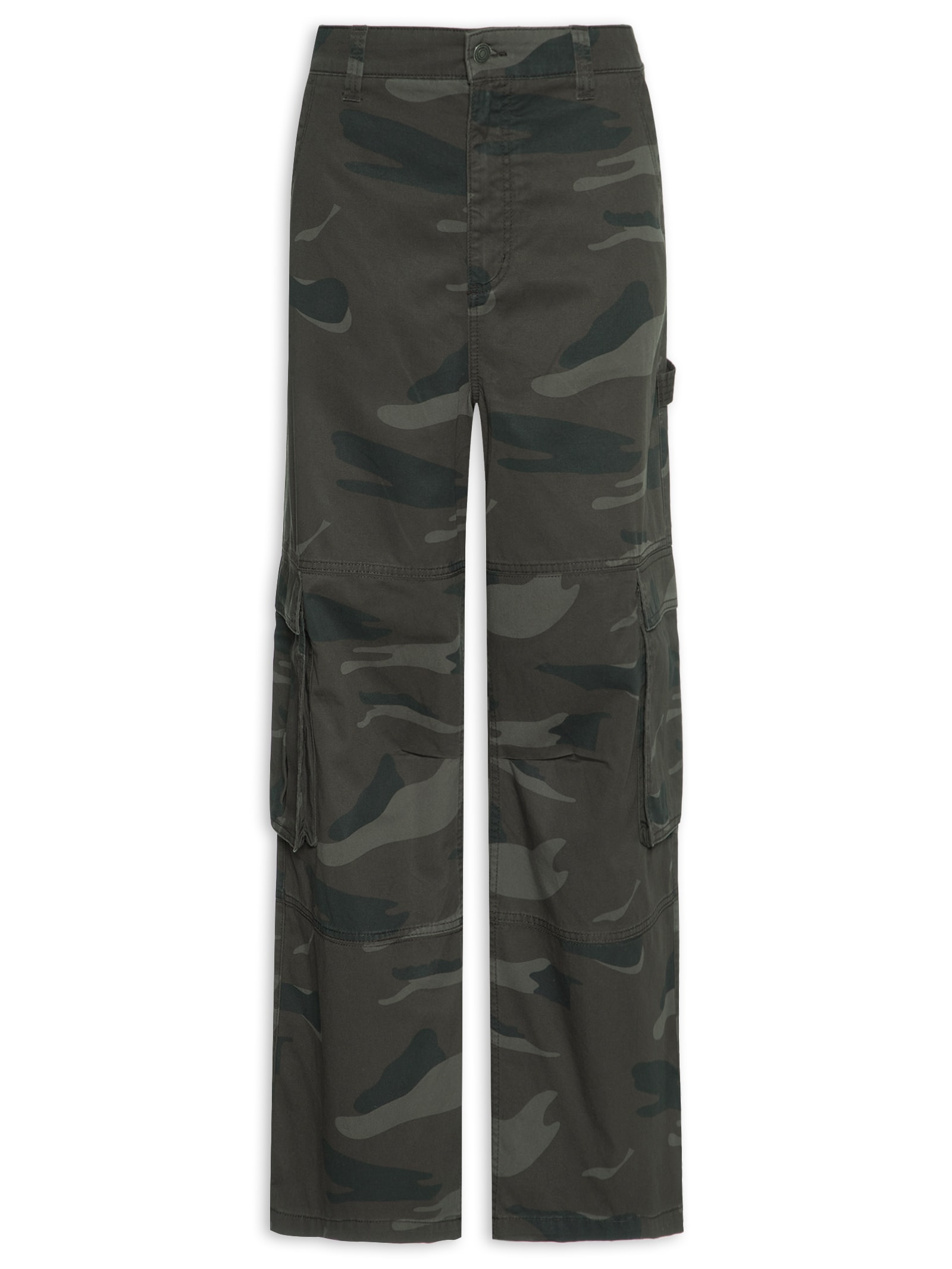 Calça Masculina Super Baggy Cargo Camo Verde Cotton On
