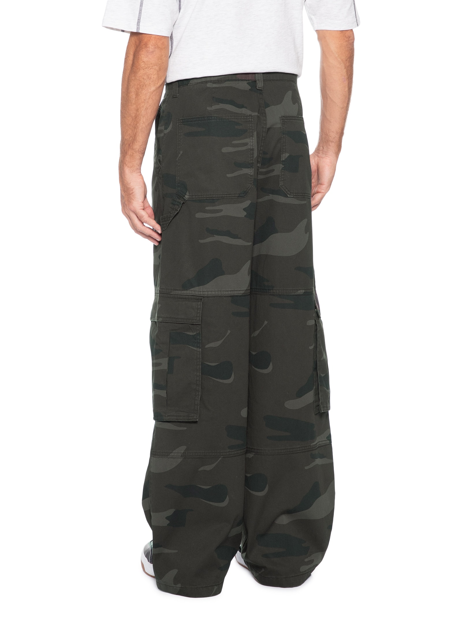 Calça Masculina Super Baggy Cargo Camo Verde Cotton On