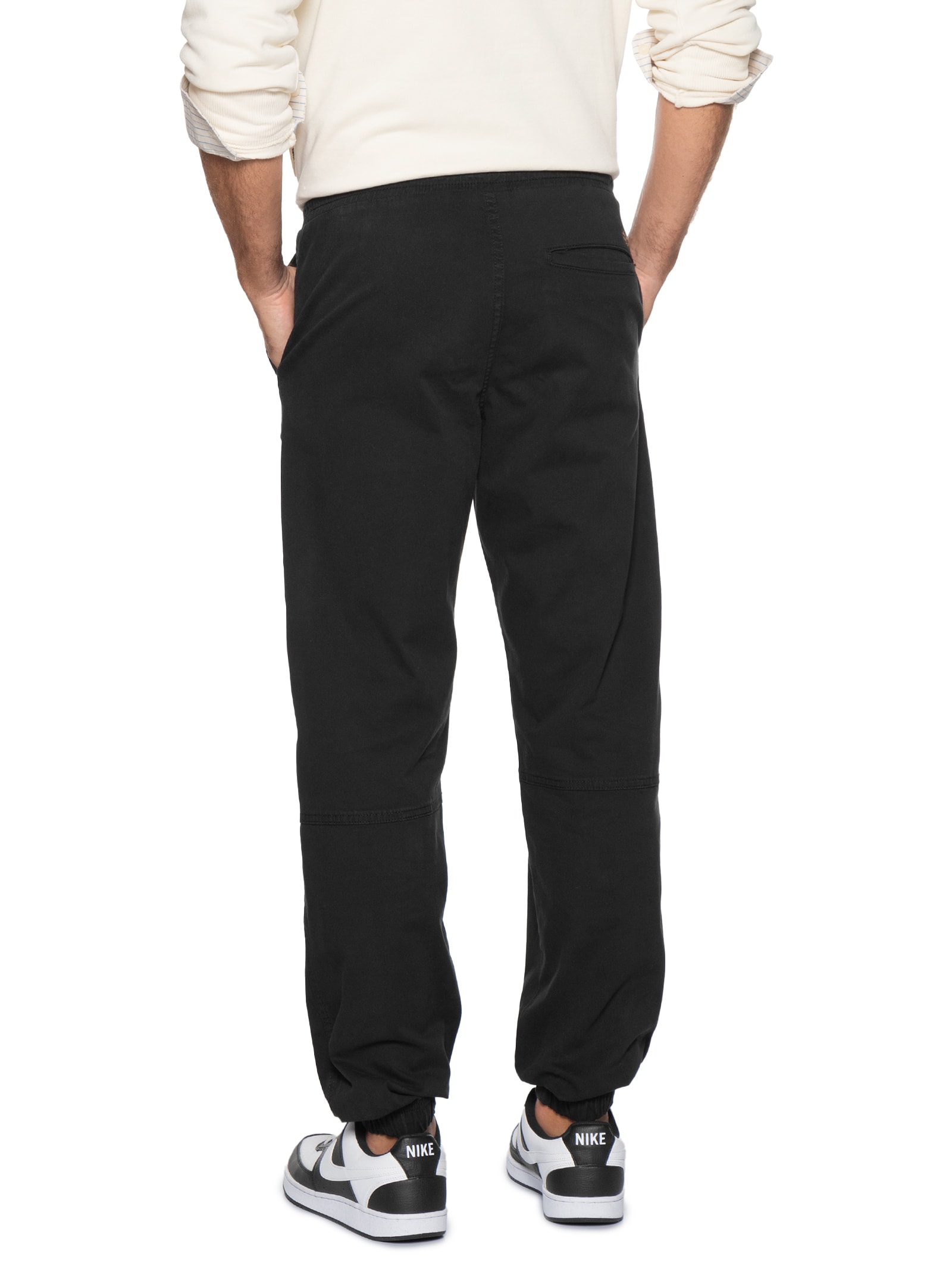 Calça Masculina Troy Cuffed Jogger Moletom Preto Jack & Jones