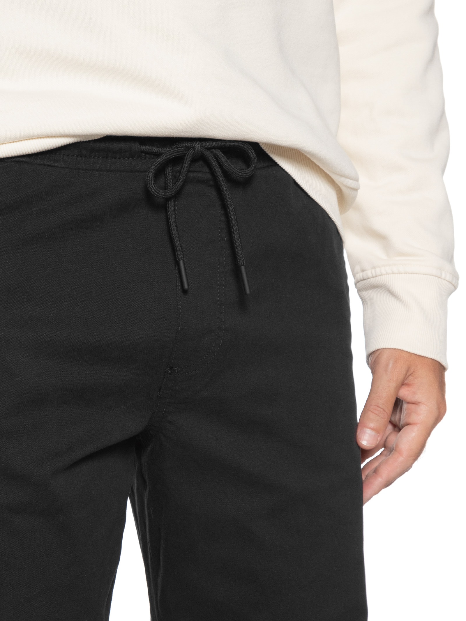 Calça Masculina Troy Cuffed Jogger Moletom Preto Jack & Jones