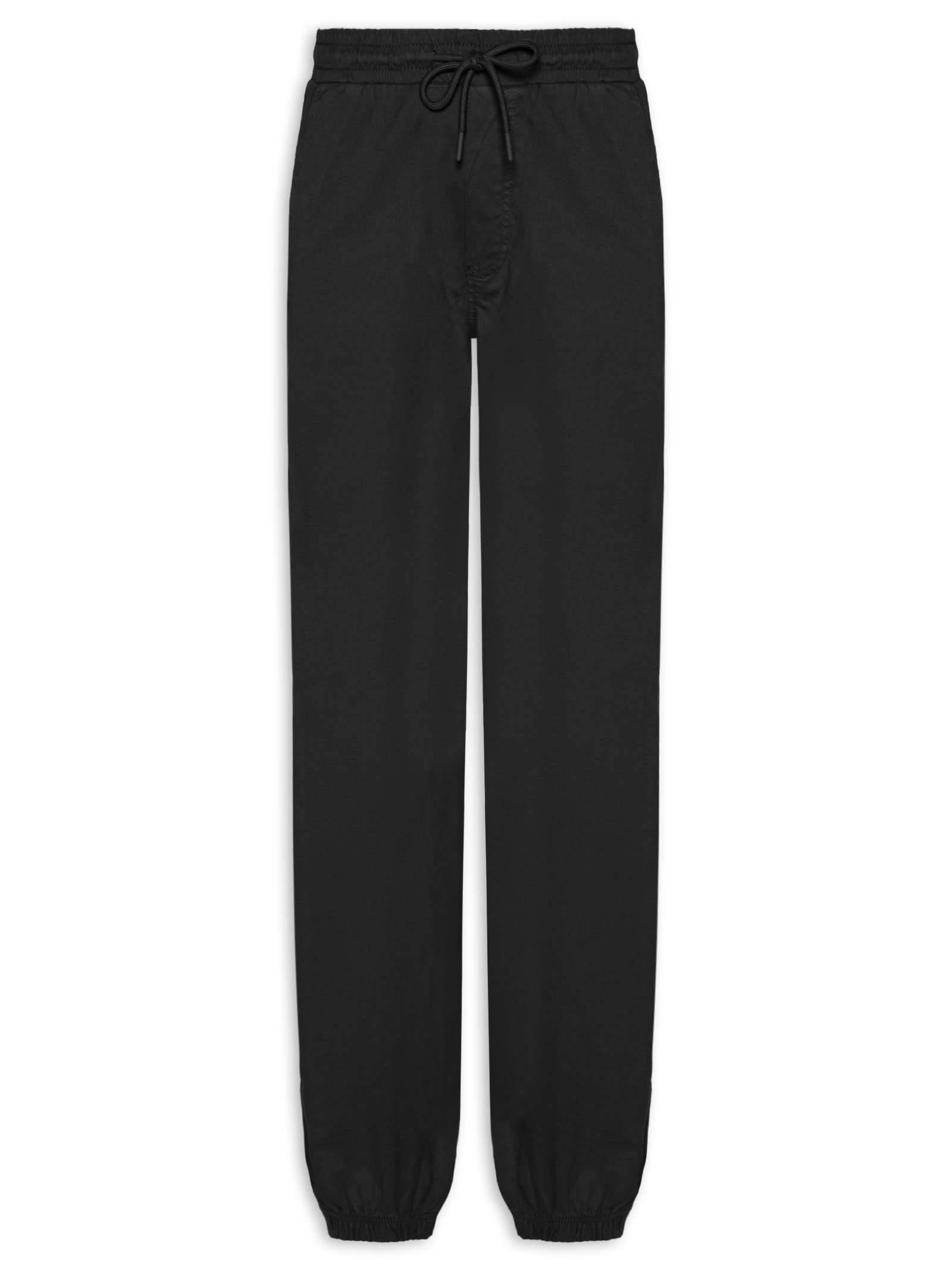 Calça Masculina Troy Cuffed Jogger Moletom Preto Jack & Jones