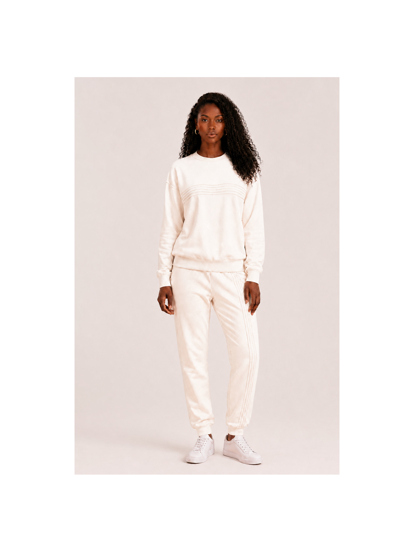 Calça Moletom Linhas Off White Branco Suntime