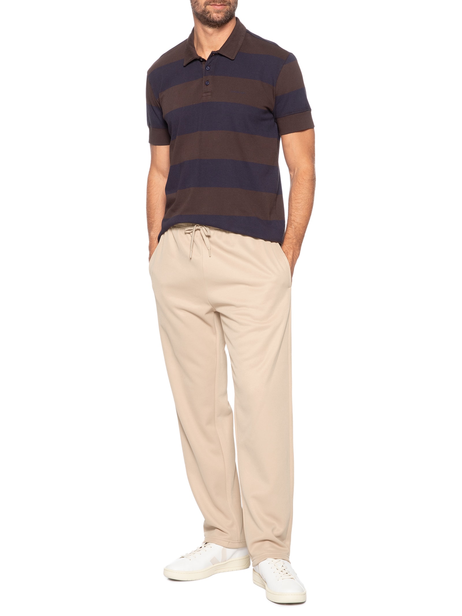 Calça Moletom Masculina Básica Bege Basiq Men