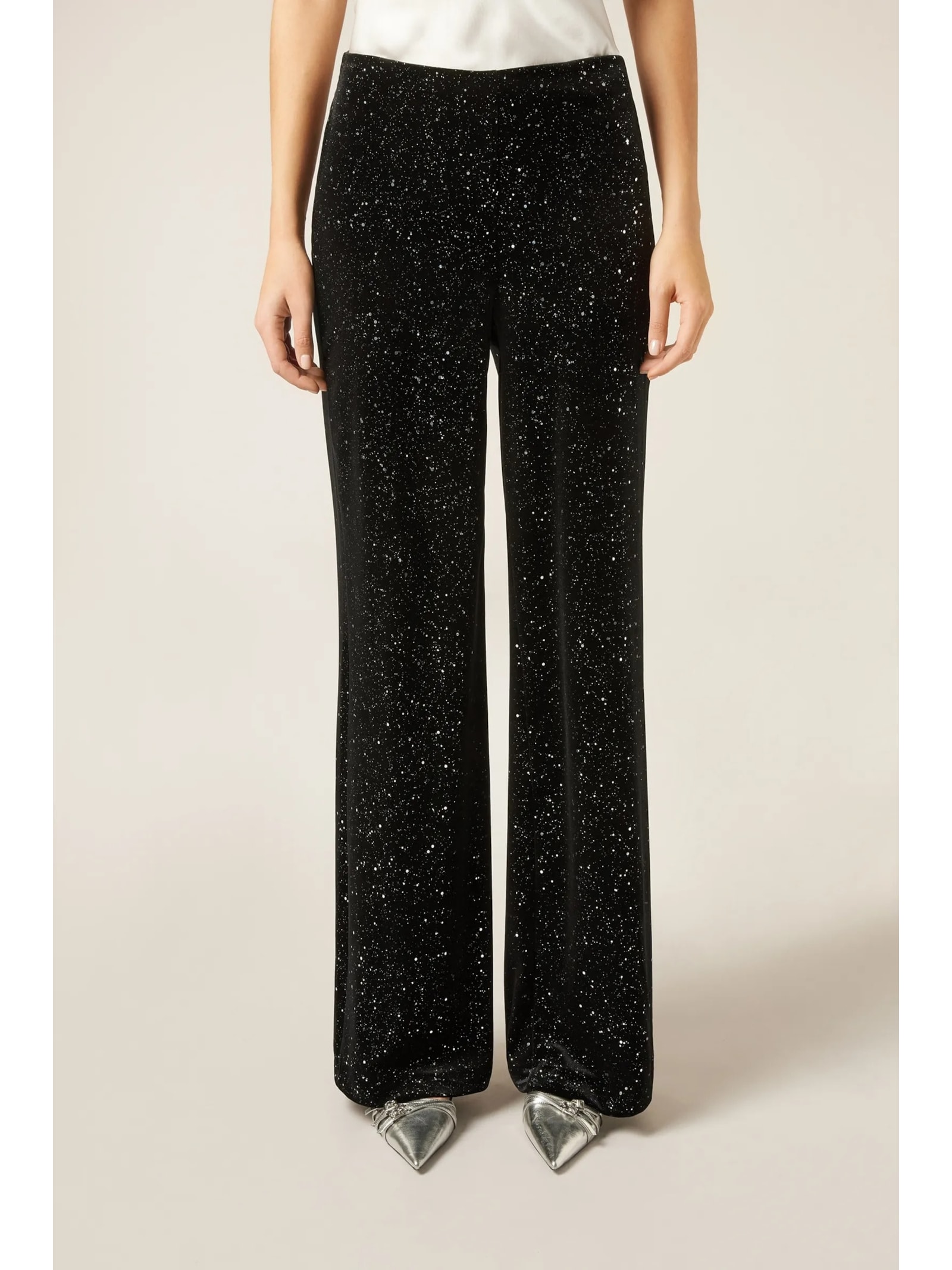 Calça Pantalona Com Brilho Preto Calzedonia