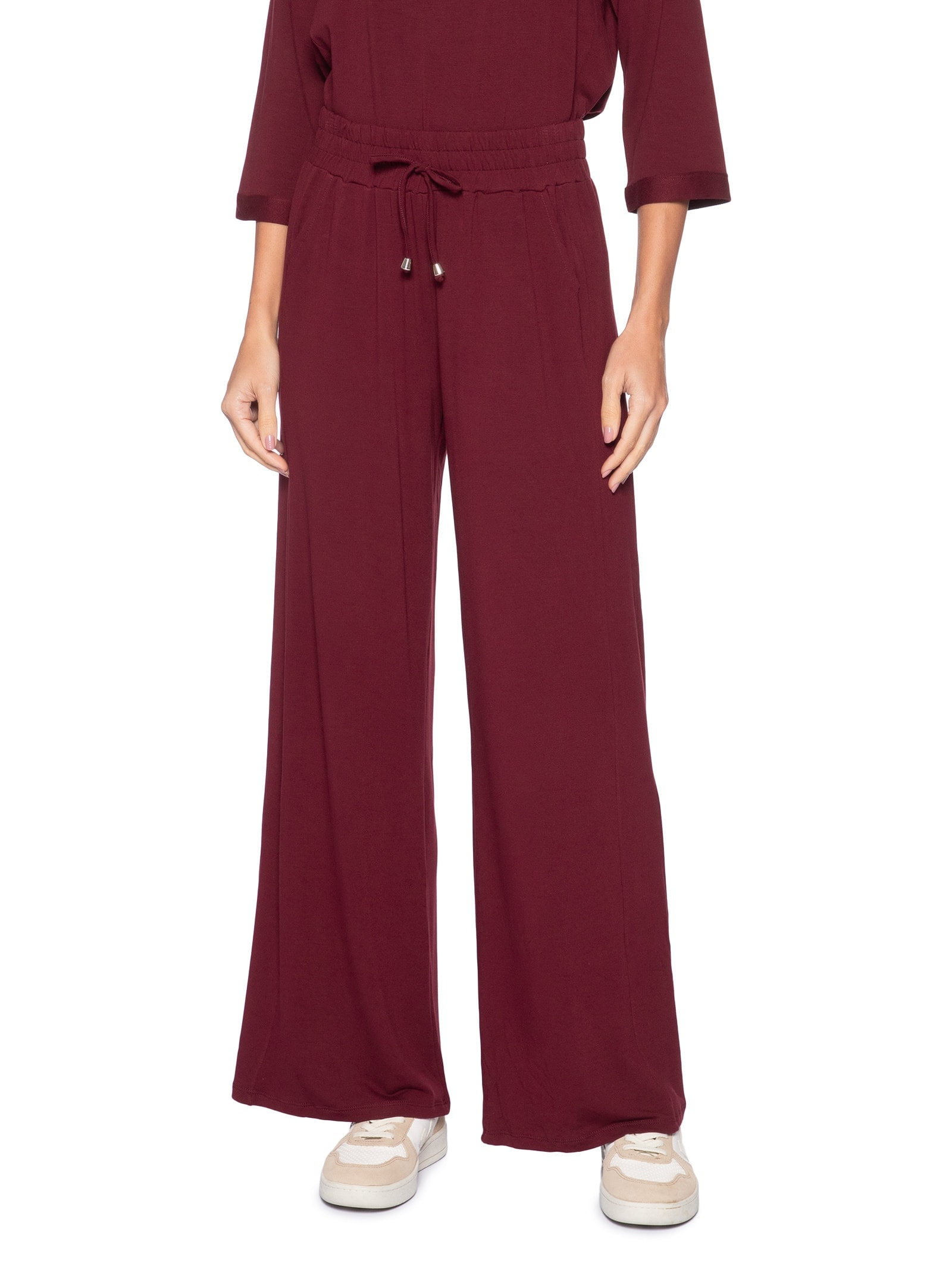 Calça Pantalona com Cordão Feminina Vermelho Basiq