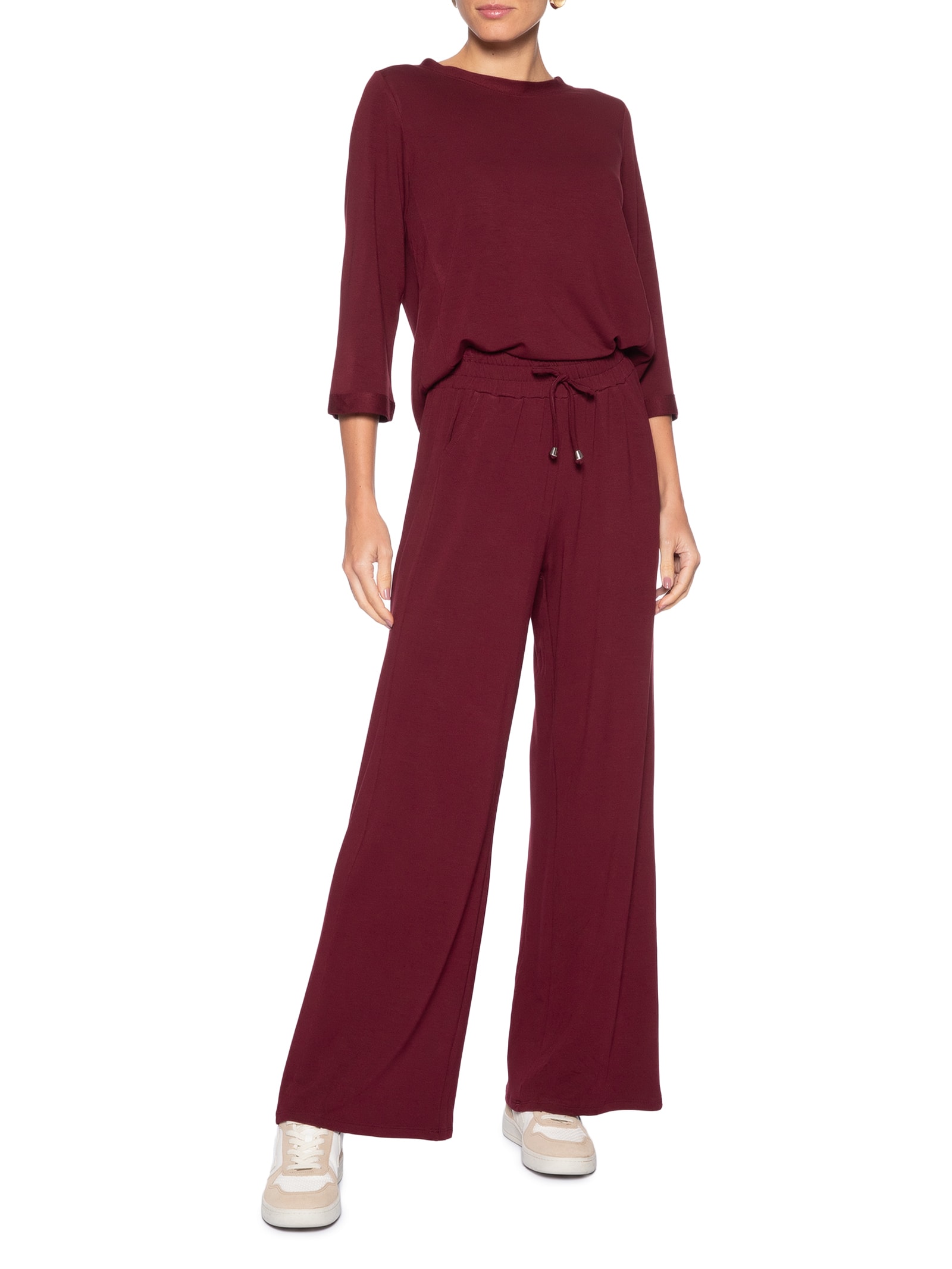 Calça Pantalona com Cordão Feminina – Vermelho Basiq
