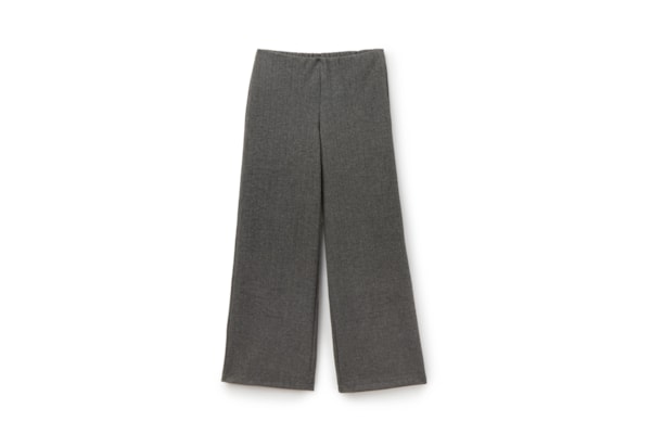 Calça  Pantalona Com Padrão De Espinha De Peixe Soft Touch - Cinza