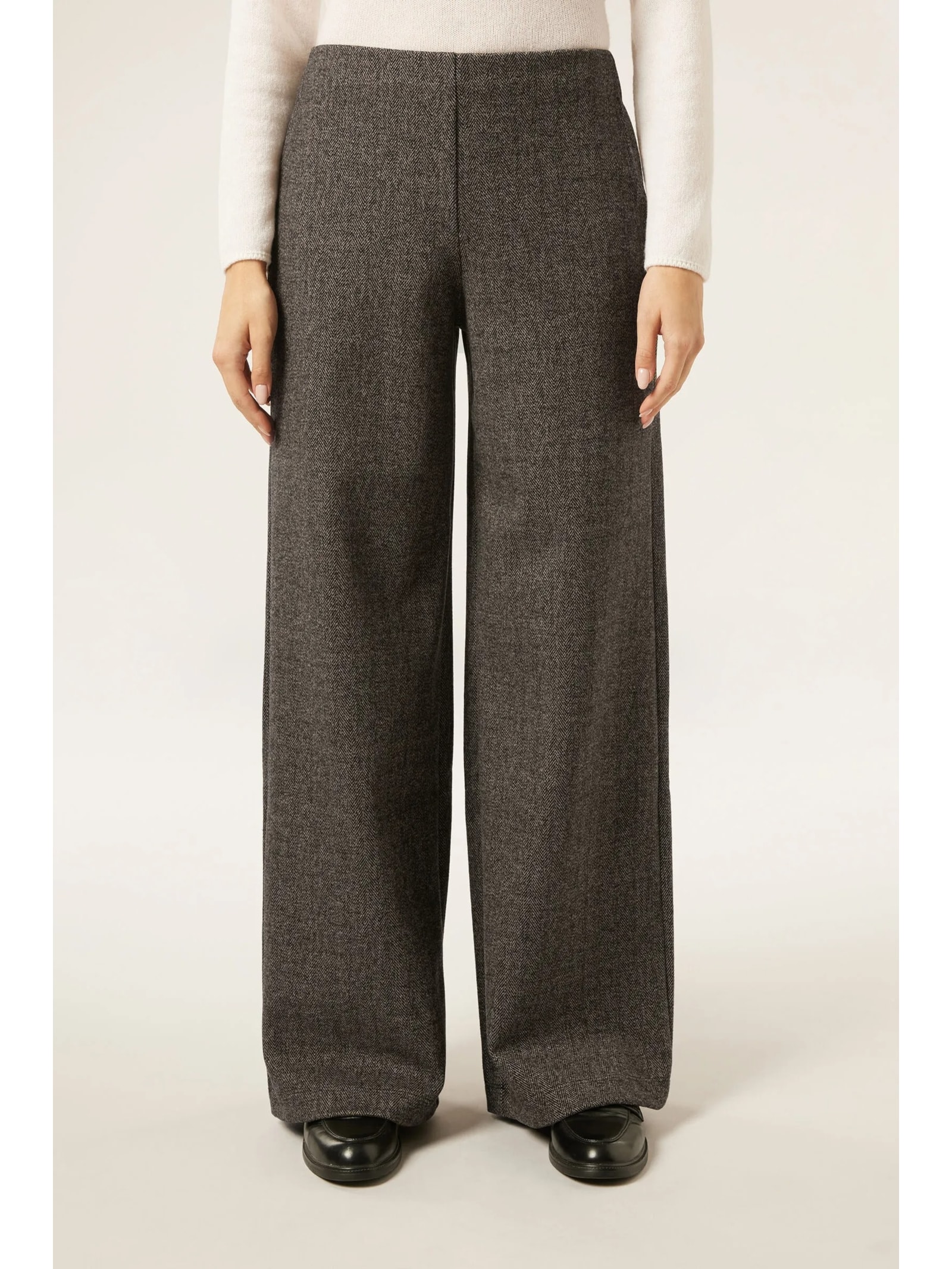 Calça  Pantalona Com Padrão De Espinha De Peixe Soft Touch Marrom Calzedonia