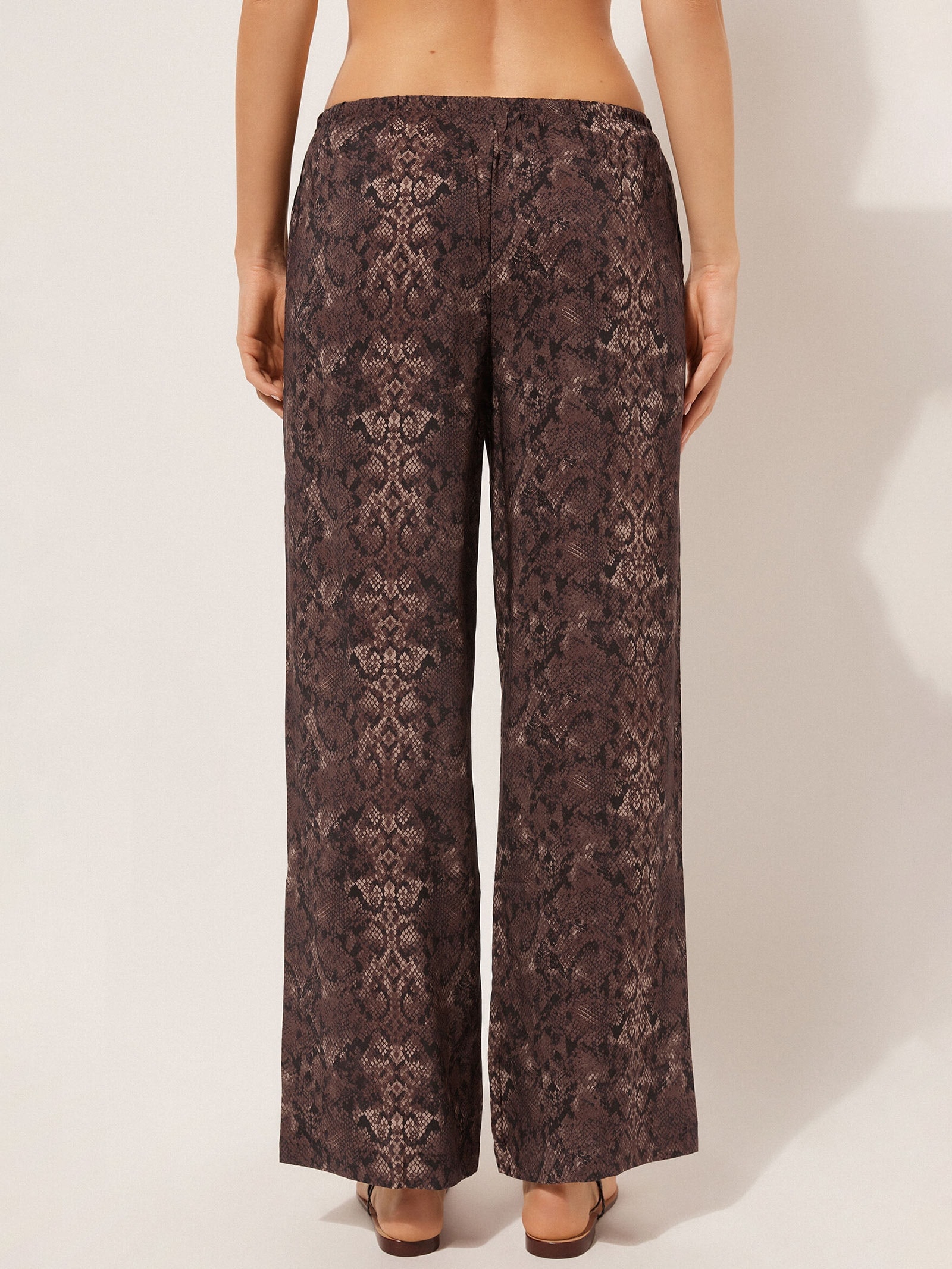 Calça Pantalona Com Padrão Selva Marrom Calzedonia