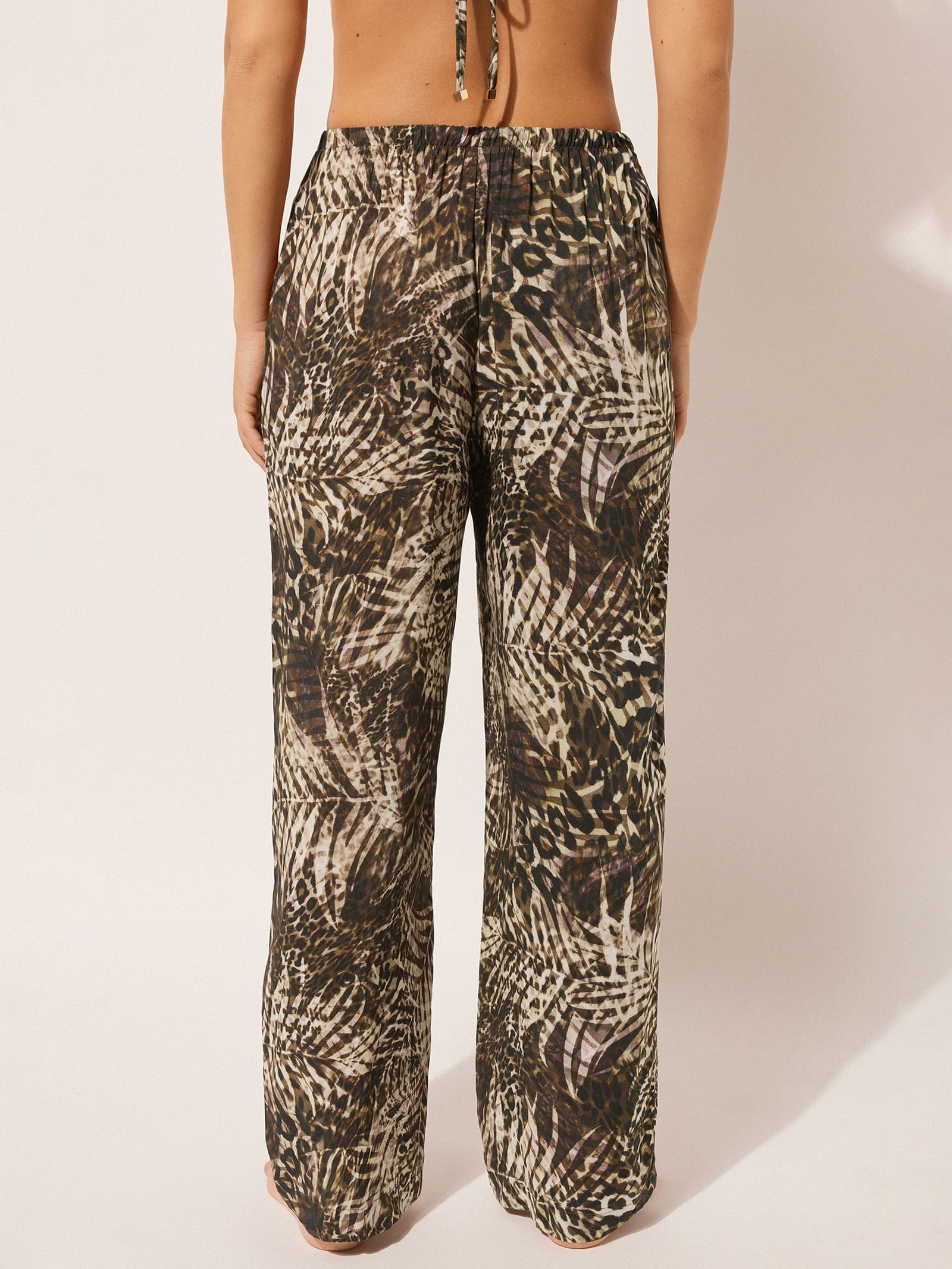 Calça Pantalona Com Padrão Selva Verde Calzedonia