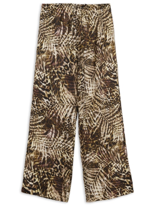 Calça Pantalona Com Padrão Selva – Verde