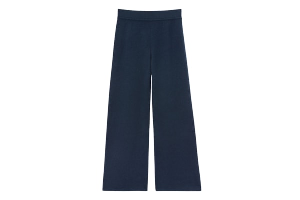 Calça Pantalona Em 100% Cashmere - Azul