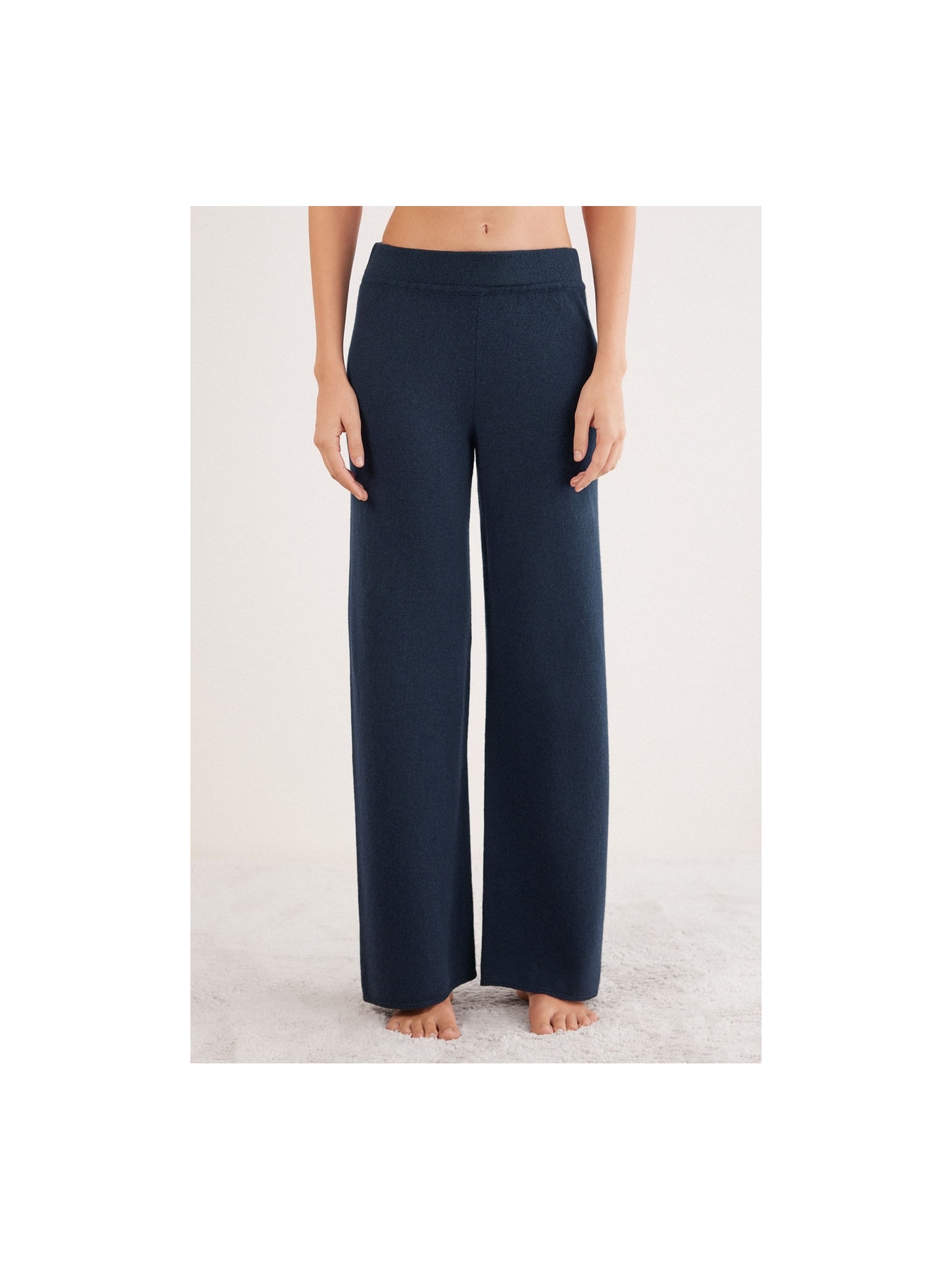 Calça Pantalona Em 100% Cashmere Azul Intimissimi