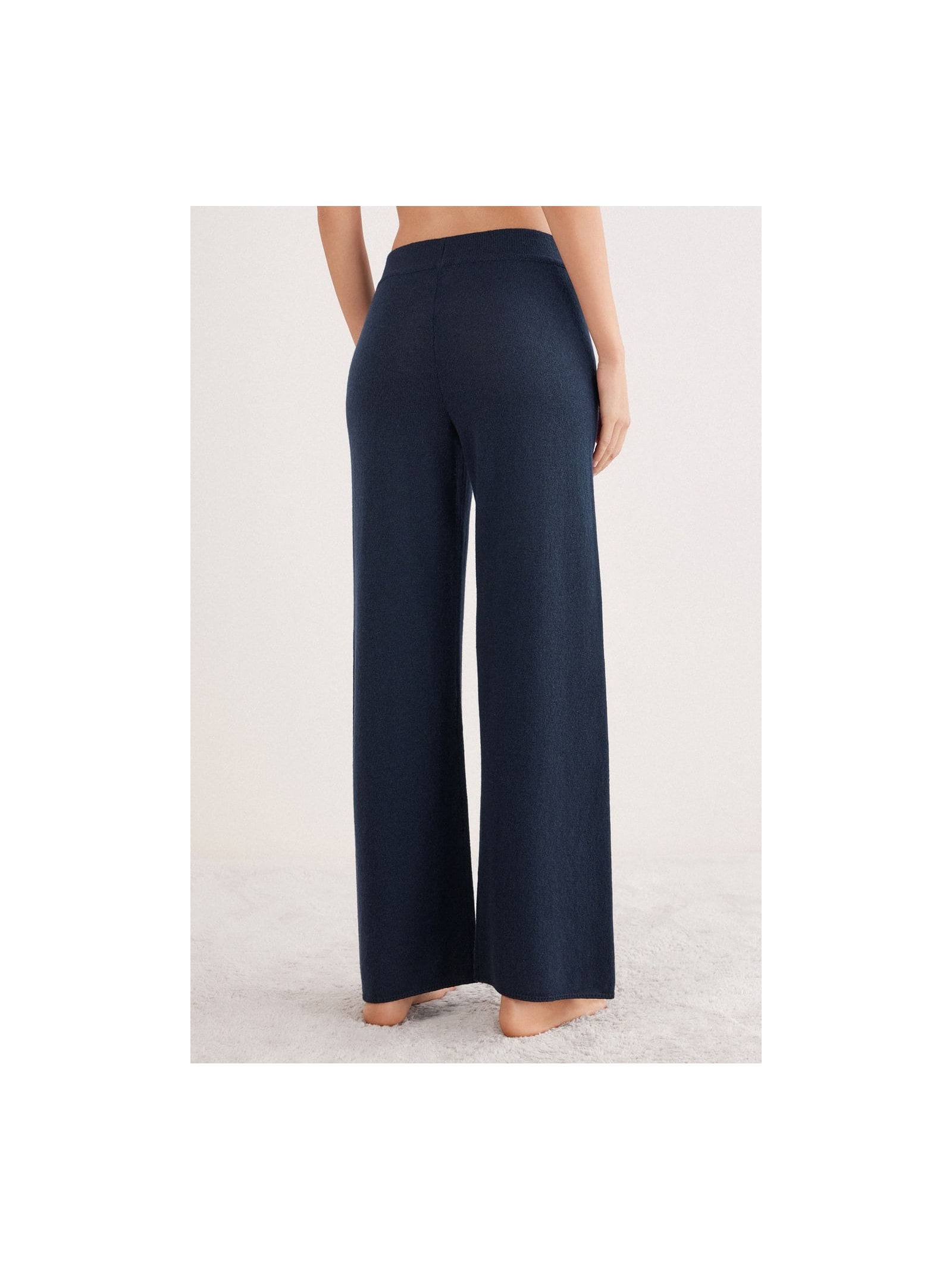 Calça Pantalona Em 100% Cashmere Azul Intimissimi