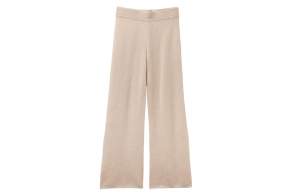 Calça Pantalona Em 100% Cashmere - Bege
