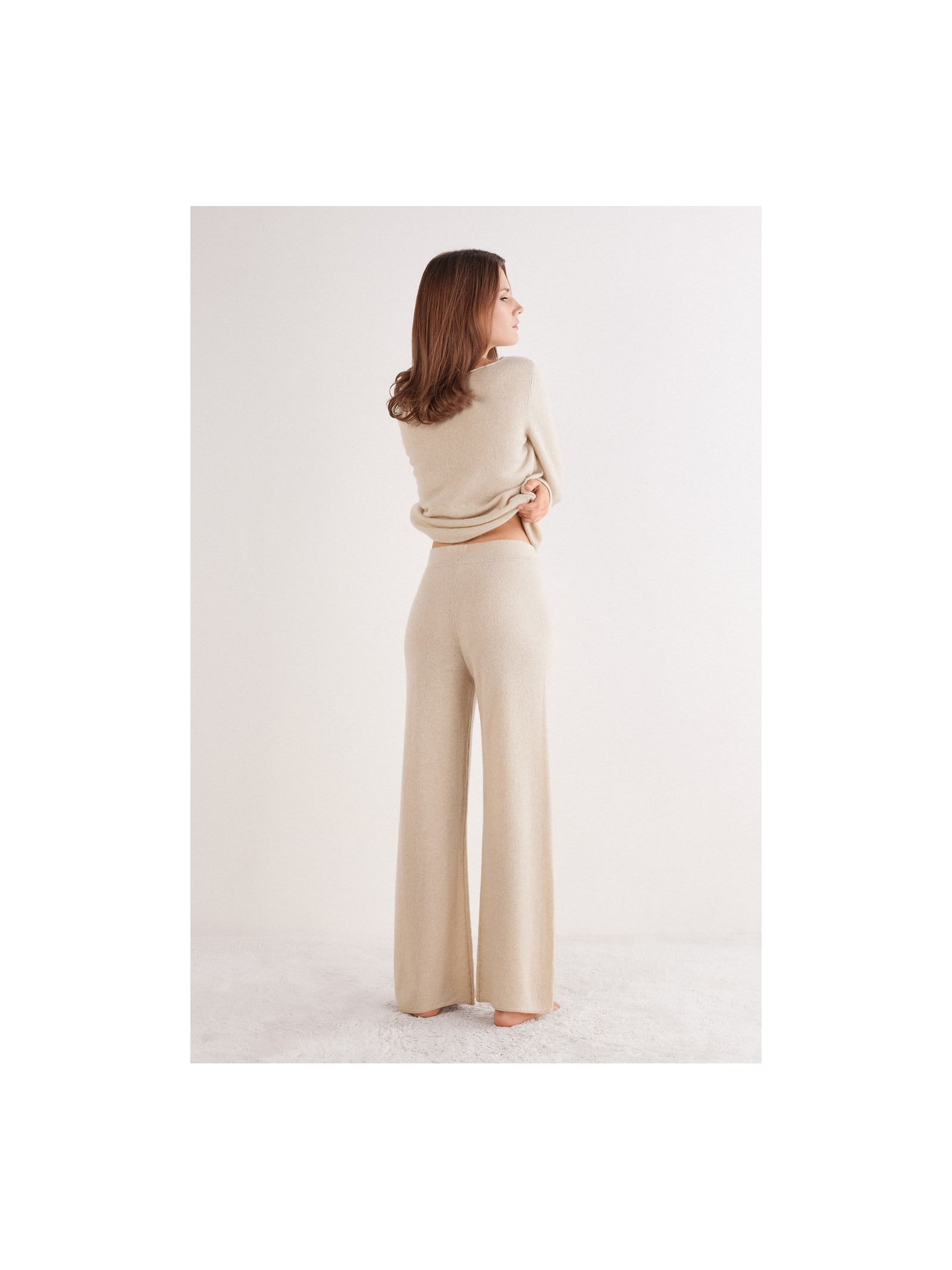 Calça Pantalona Em 100% Cashmere Bege Intimissimi