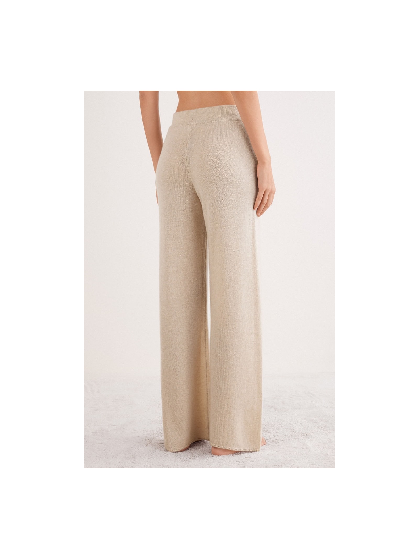 Calça Pantalona Em 100% Cashmere Bege Intimissimi