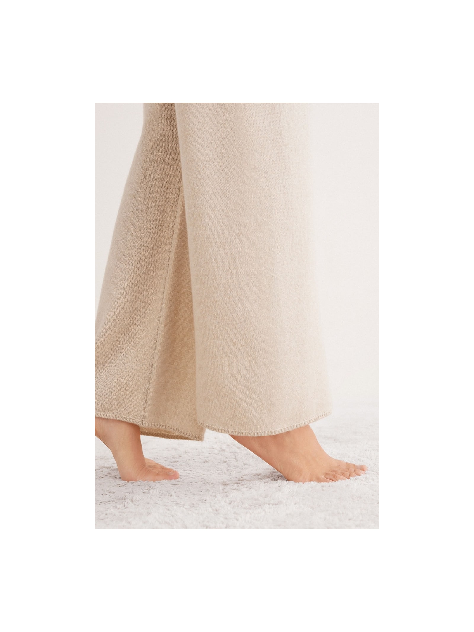 Calça Pantalona Em 100% Cashmere Bege Intimissimi