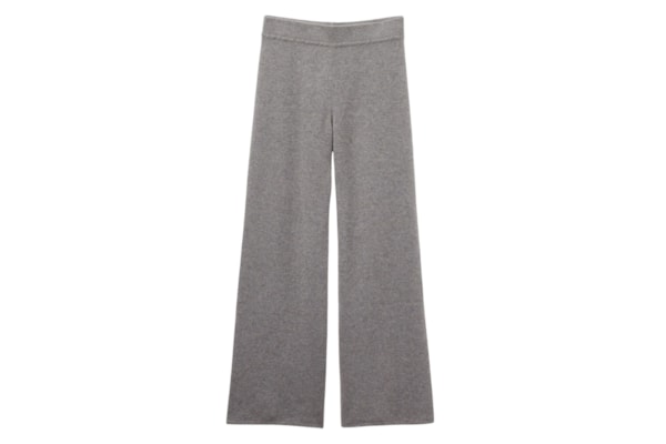 Calça Pantalona Em 100% Cashmere - Cinza