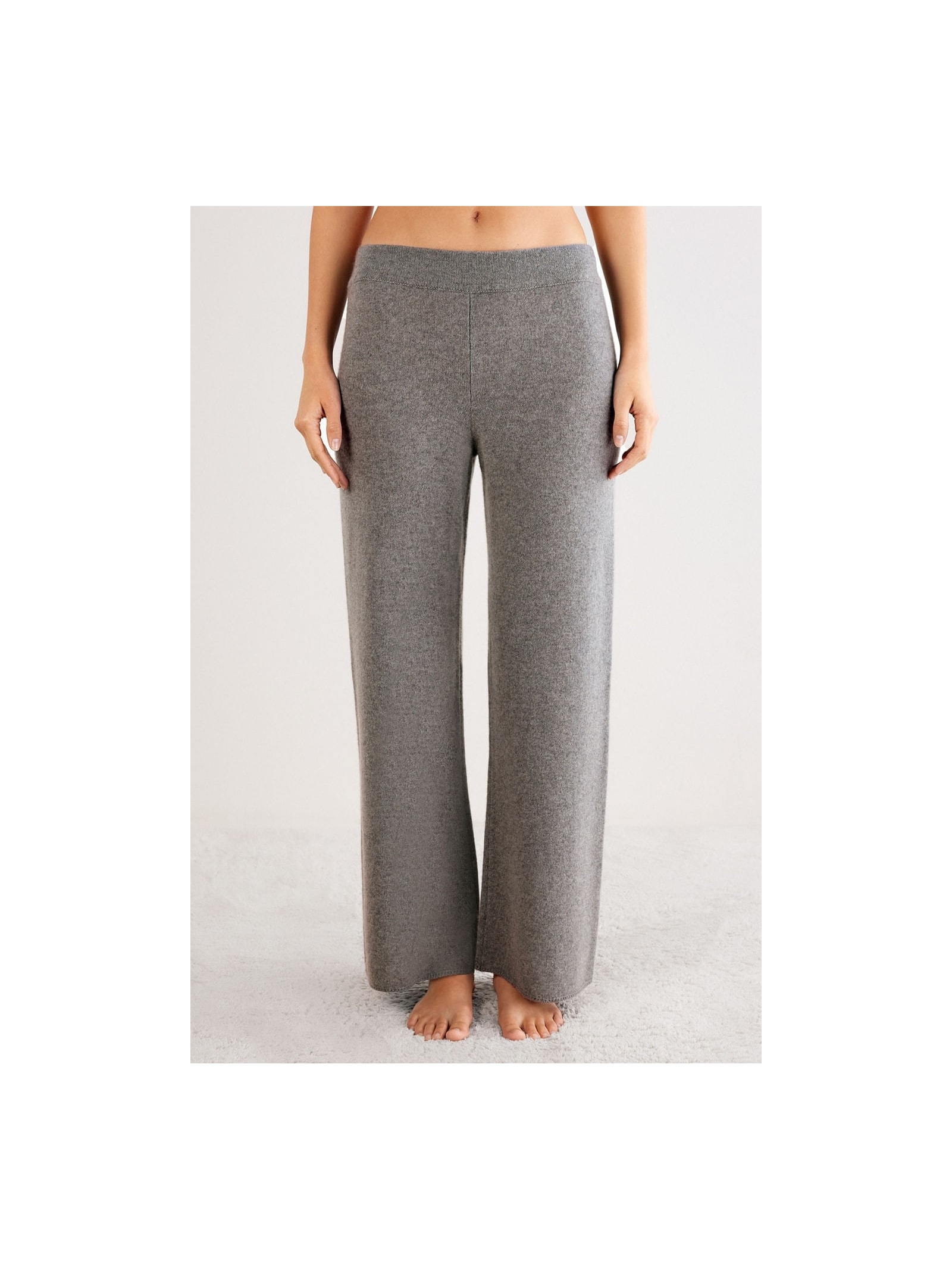Calça Pantalona Em 100% Cashmere Cinza Intimissimi