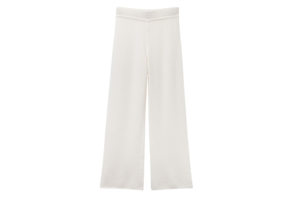 Calça Pantalona Em 100% Cashmere - Marfim