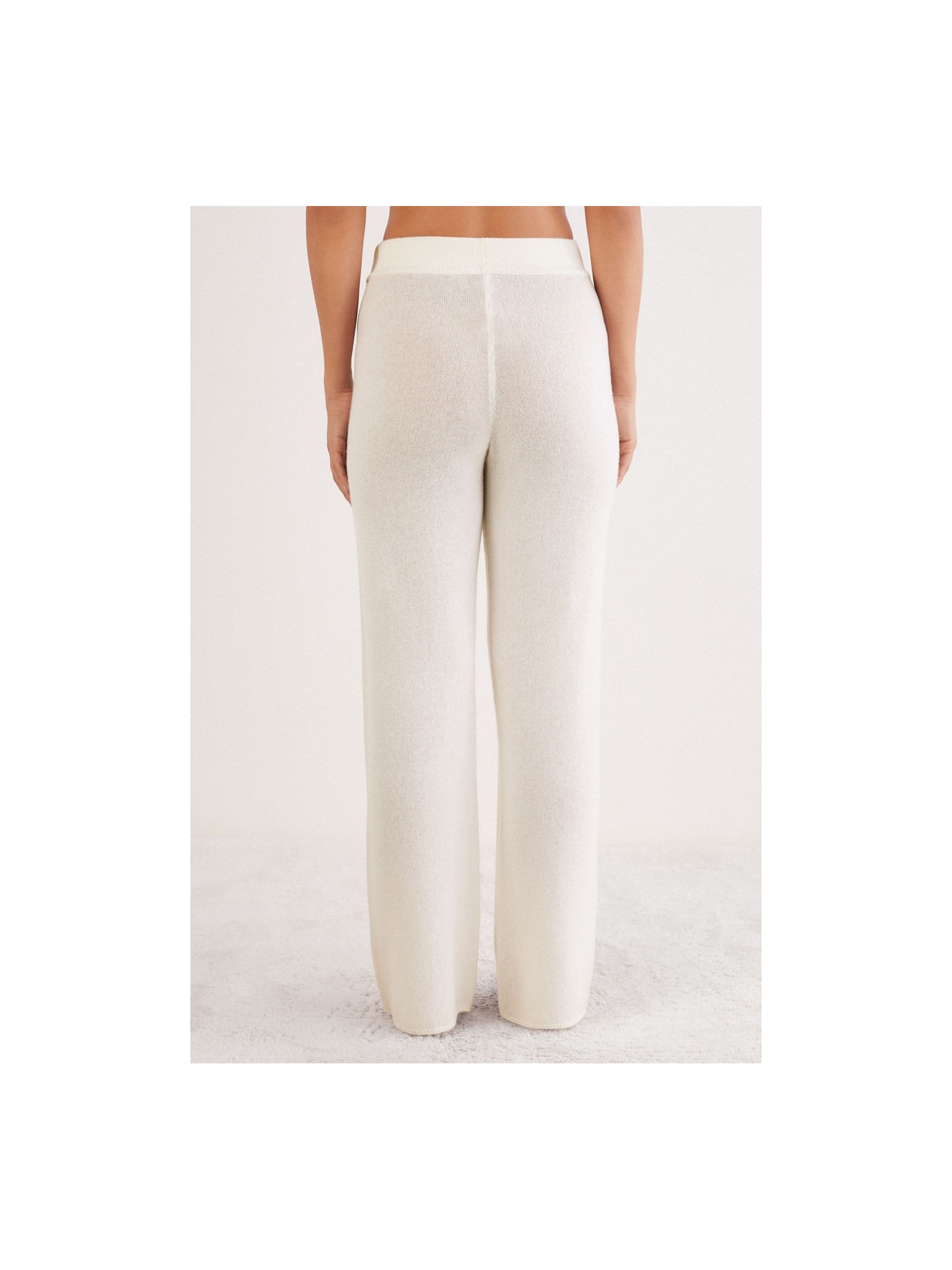 Calça Pantalona Em 100% Cashmere Marfim Intimissimi