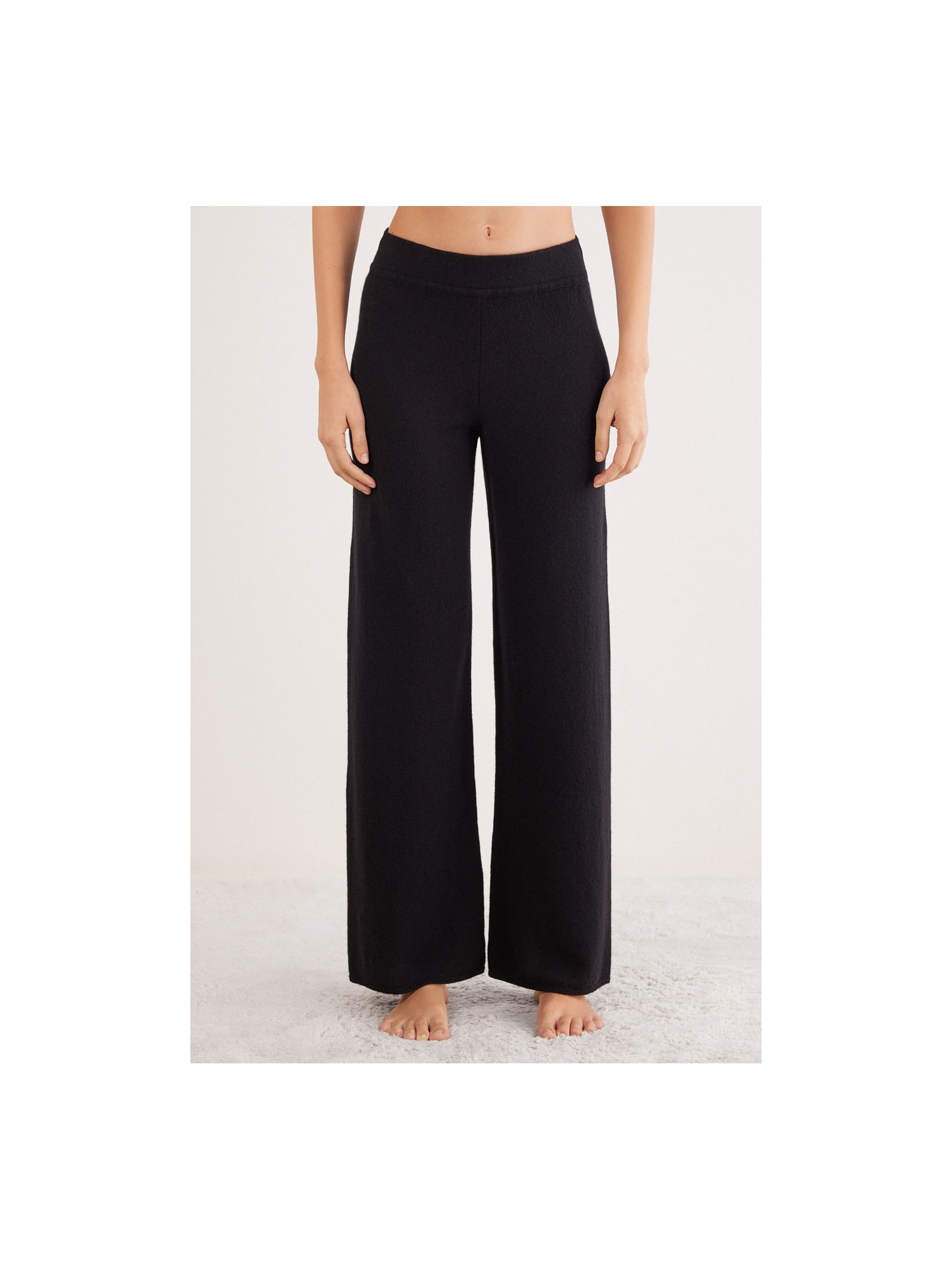 Calça Pantalona Em 100% Cashmere Preto Intimissimi