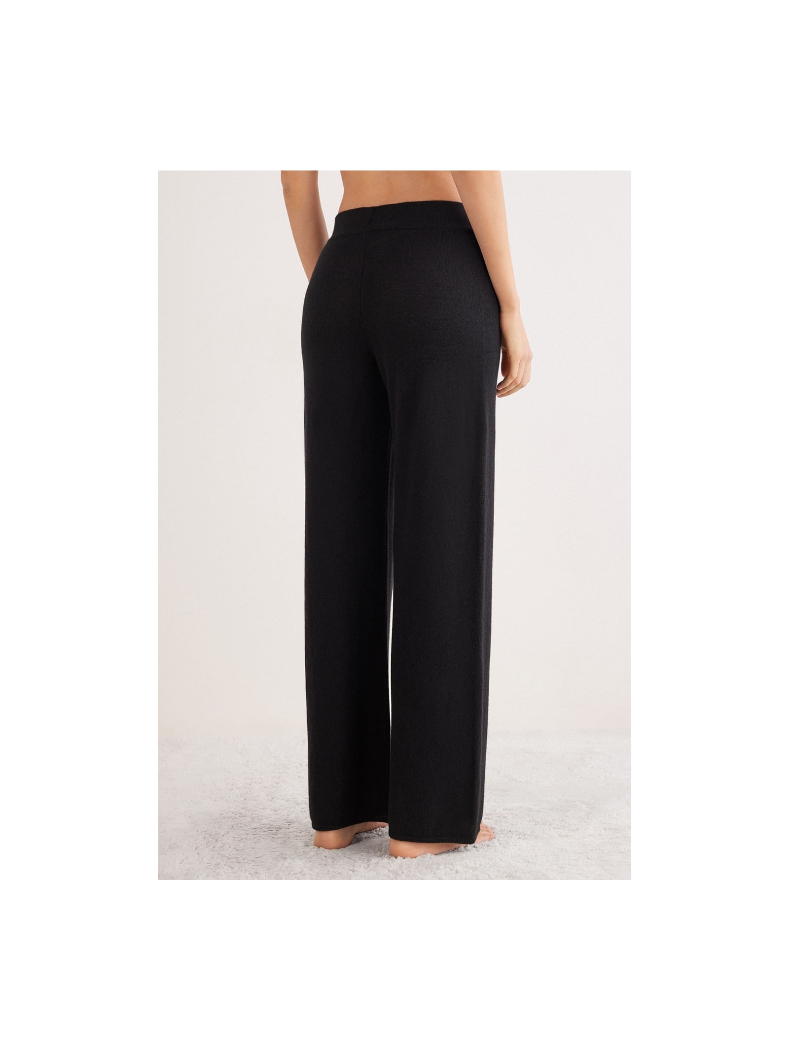 Calça Pantalona Em 100% Cashmere Preto Intimissimi