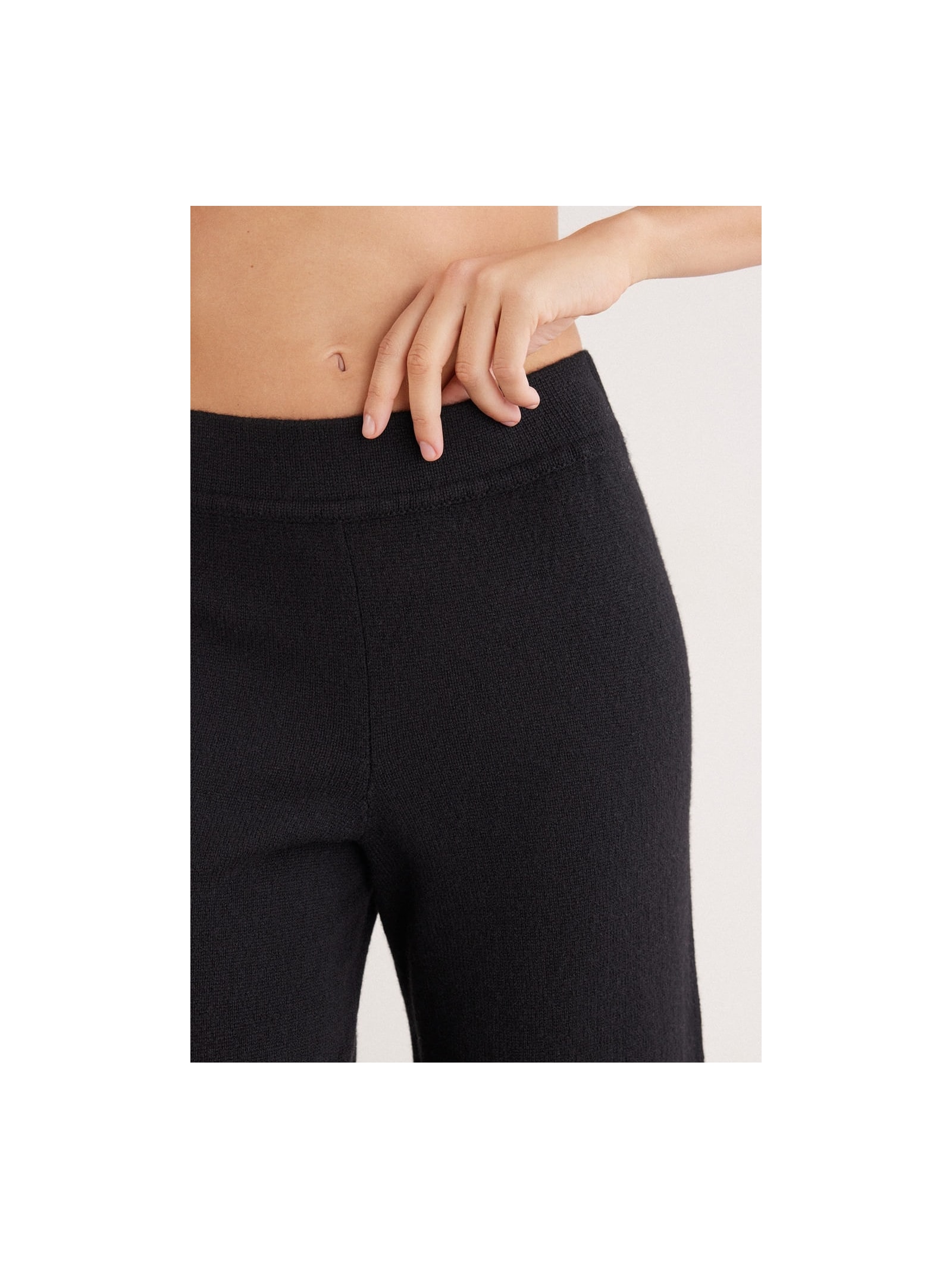 Calça Pantalona Em 100% Cashmere Preto Intimissimi