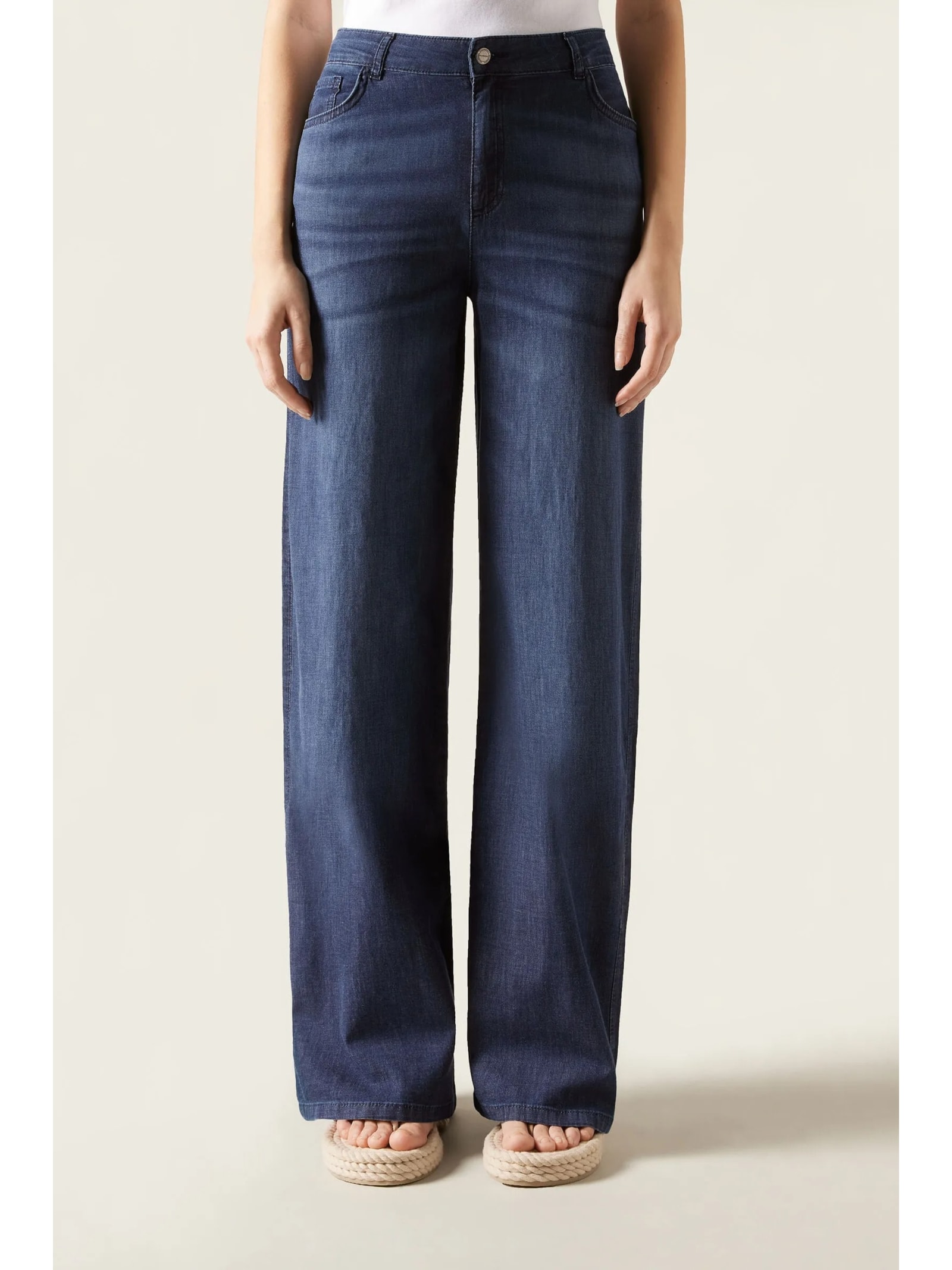 Calça Pantalona Em Algodão Ultraleve Azul Calzedonia