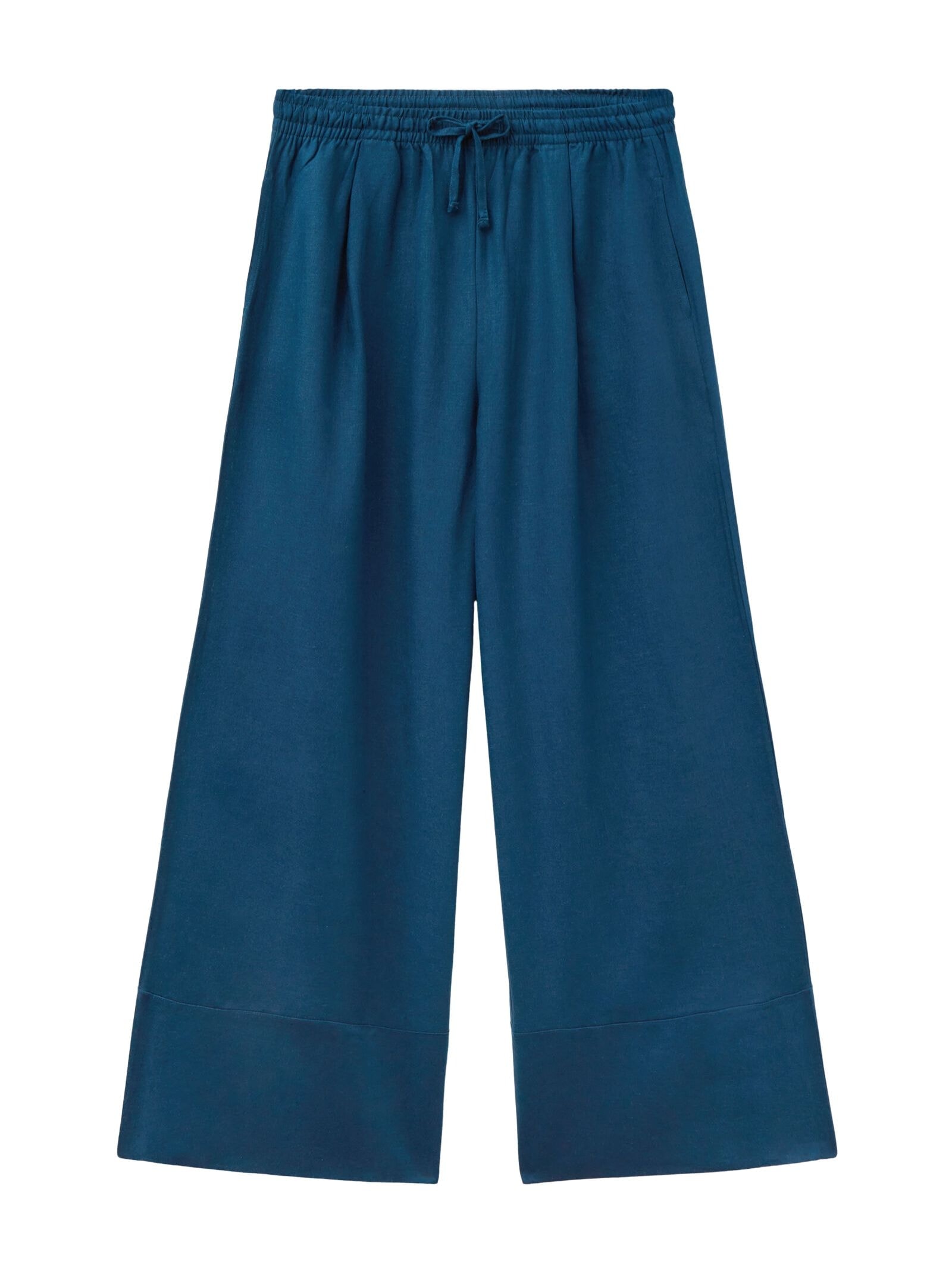 Calça Pantalona Em Linho e Viscose Azul Calzedonia