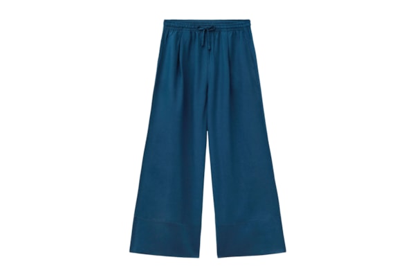 Calça Pantalona Em Linho e Viscose - Azul