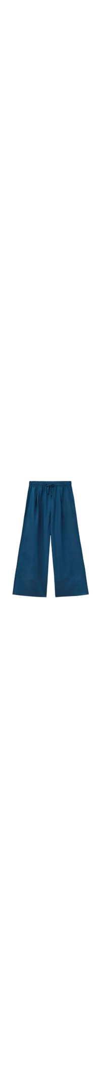 Calça Pantalona Em Linho e Viscose - Azul