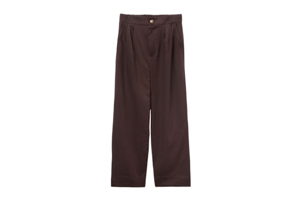 Calça Pantalona Em Linho e Viscose - Marrom