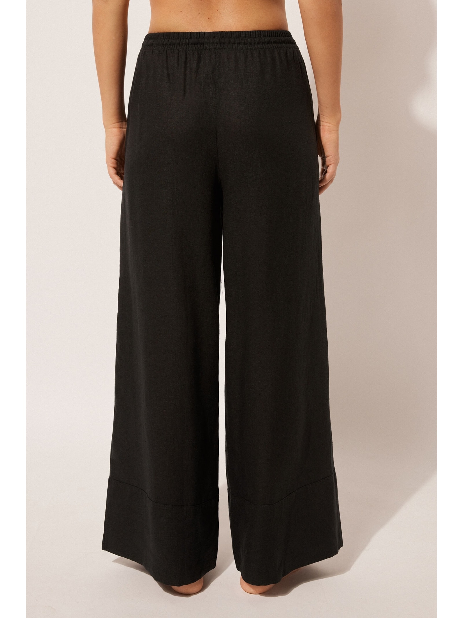 Calça Pantalona Em Linho e Viscose Preto Calzedonia