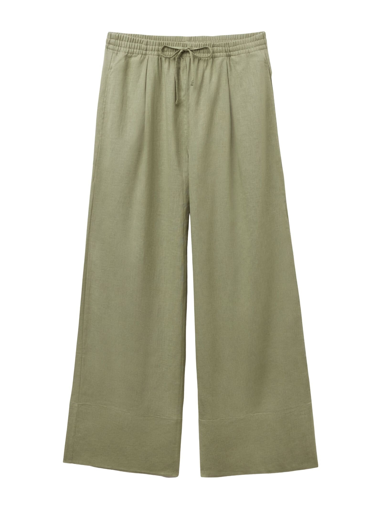 Calça Pantalona Em Linho e Viscose Verde Calzedonia