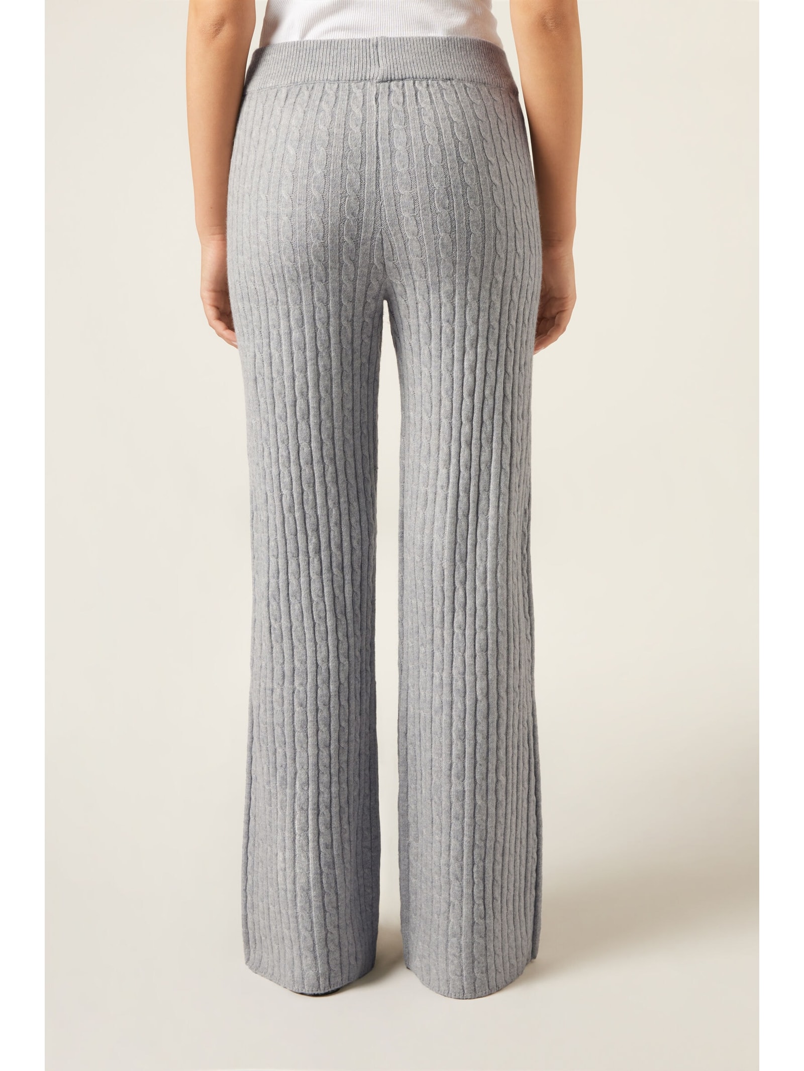 Calça Pantalona Em Malha Com Efeito Trançado Cinza Calzedonia