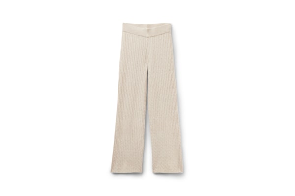 Calça Pantalona Em Malha Com Efeito Trançado - Off-White