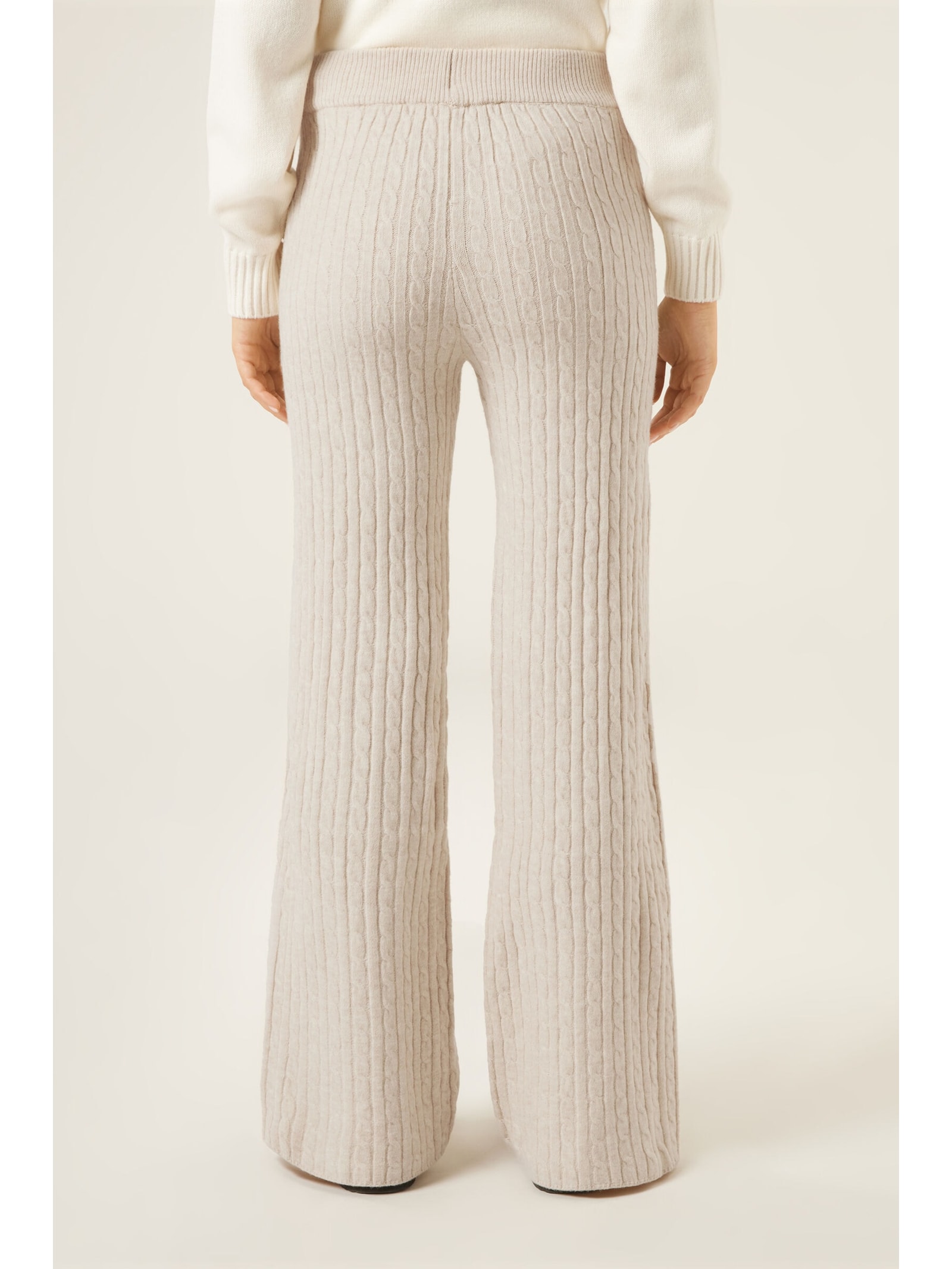 Calça Pantalona Em Malha Com Efeito Trançado Off-White Calzedonia