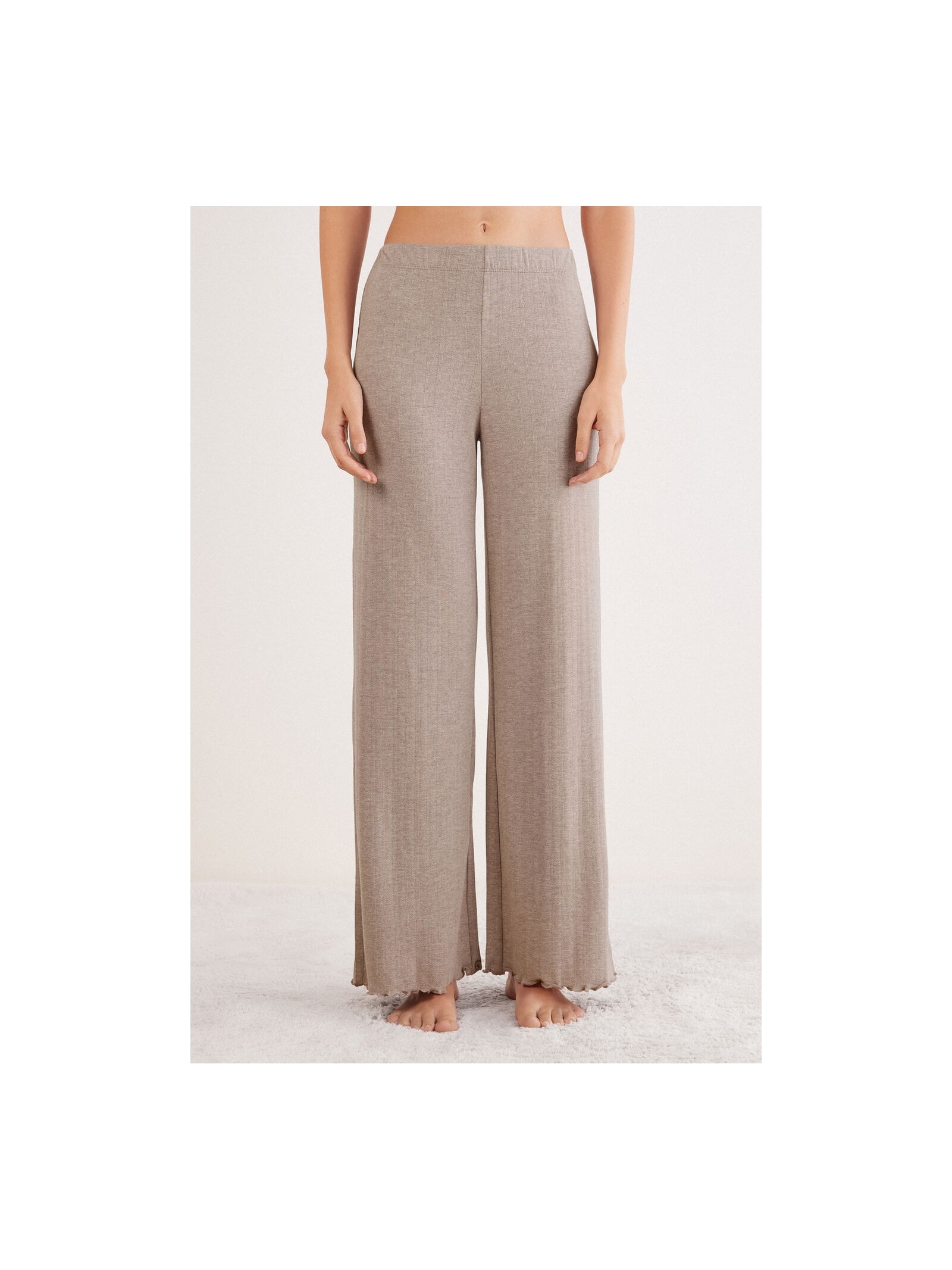 Calça Pantalona Em Modal Com Cashmere Luxury Softness Marrom Intimissimi
