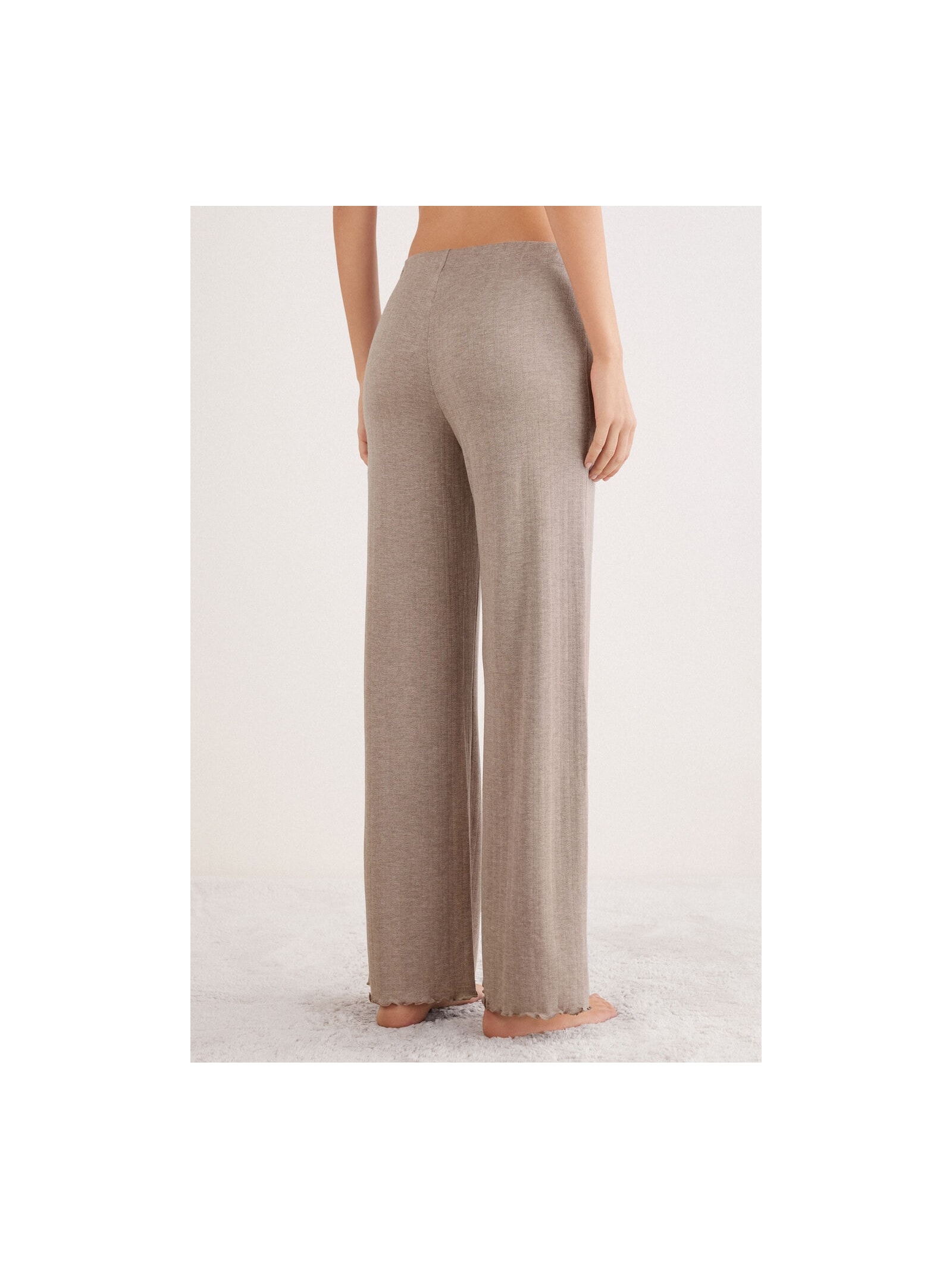 Calça Pantalona Em Modal Com Cashmere Luxury Softness Marrom Intimissimi