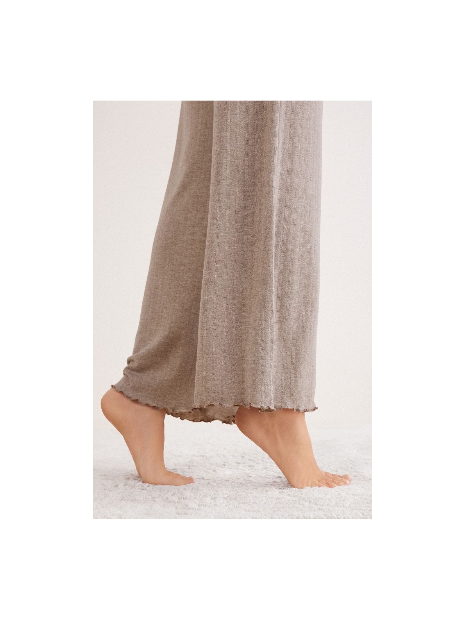 Calça Pantalona Em Modal Com Cashmere Luxury Softness Marrom Intimissimi