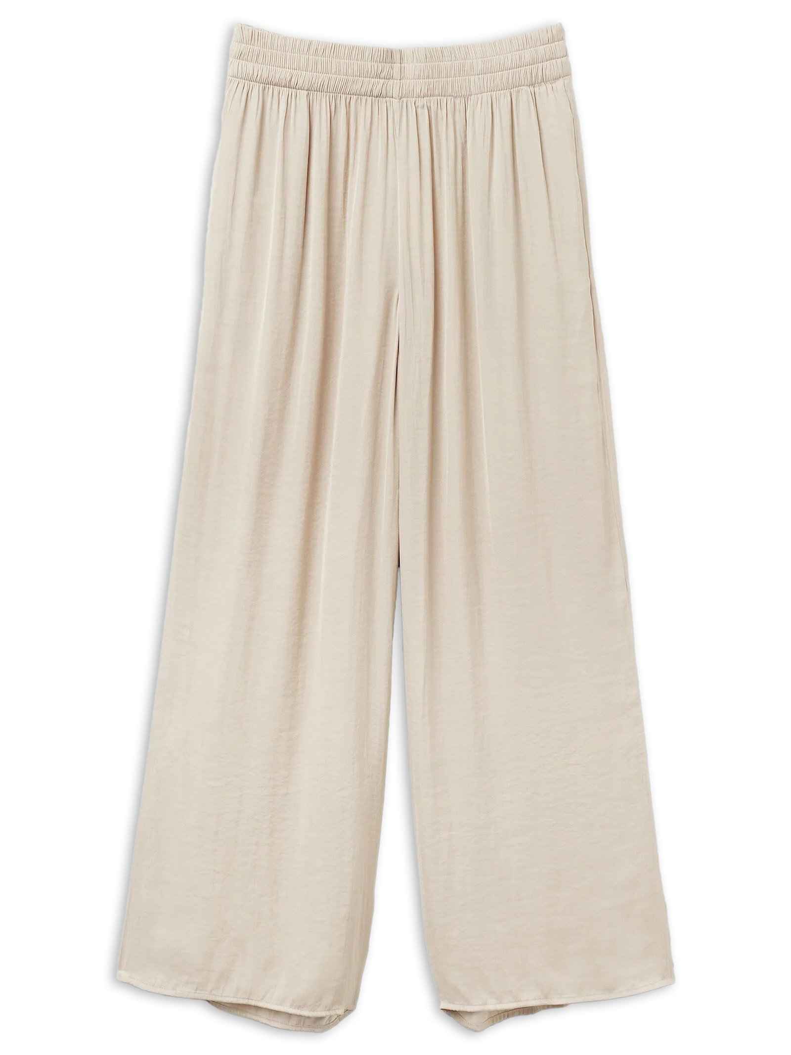 Calça Pantalona Em Tecido Brilhante Bege Calzedonia