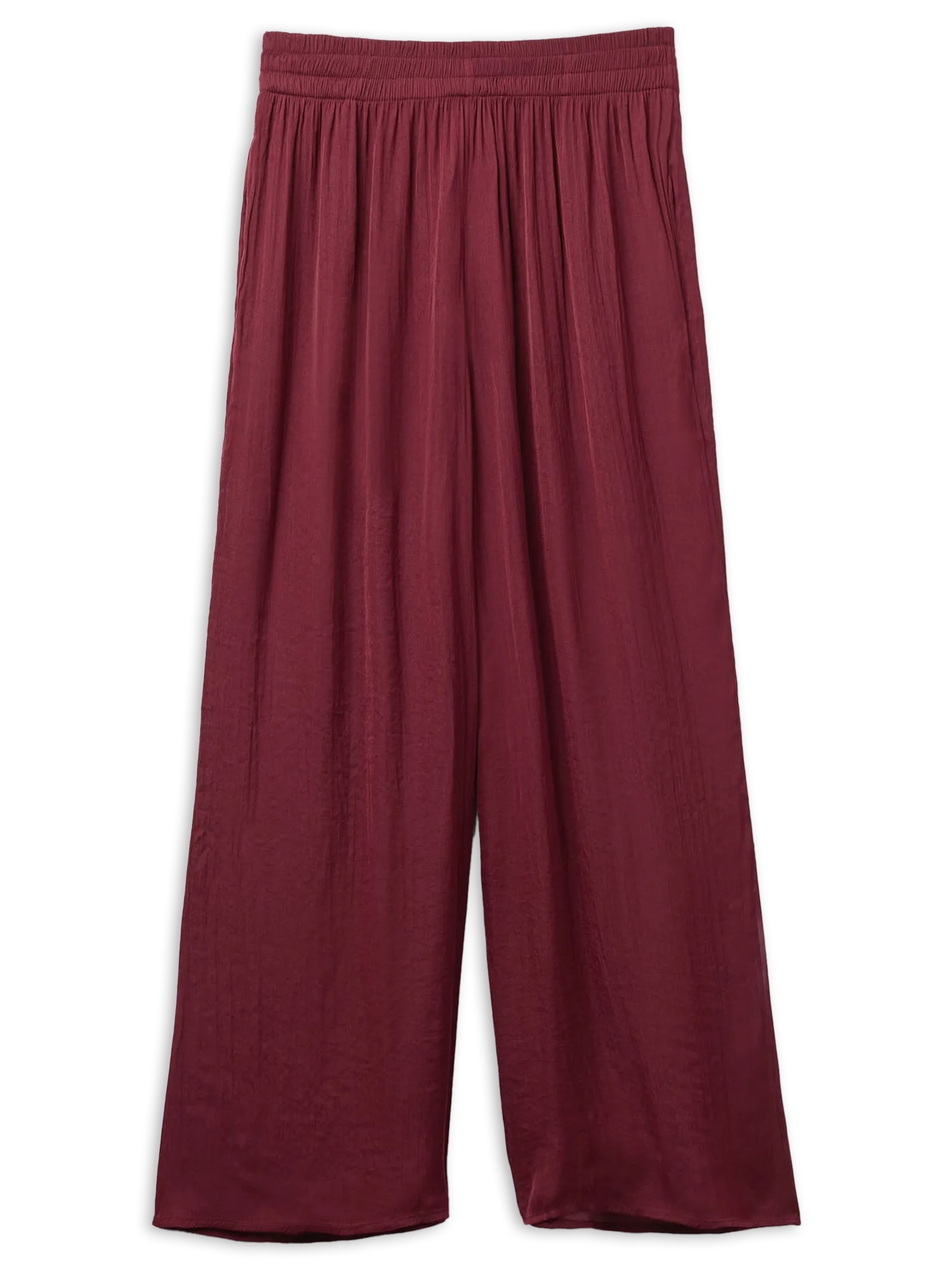 Calça Pantalona Em Tecido Brilhante Bordô Calzedonia